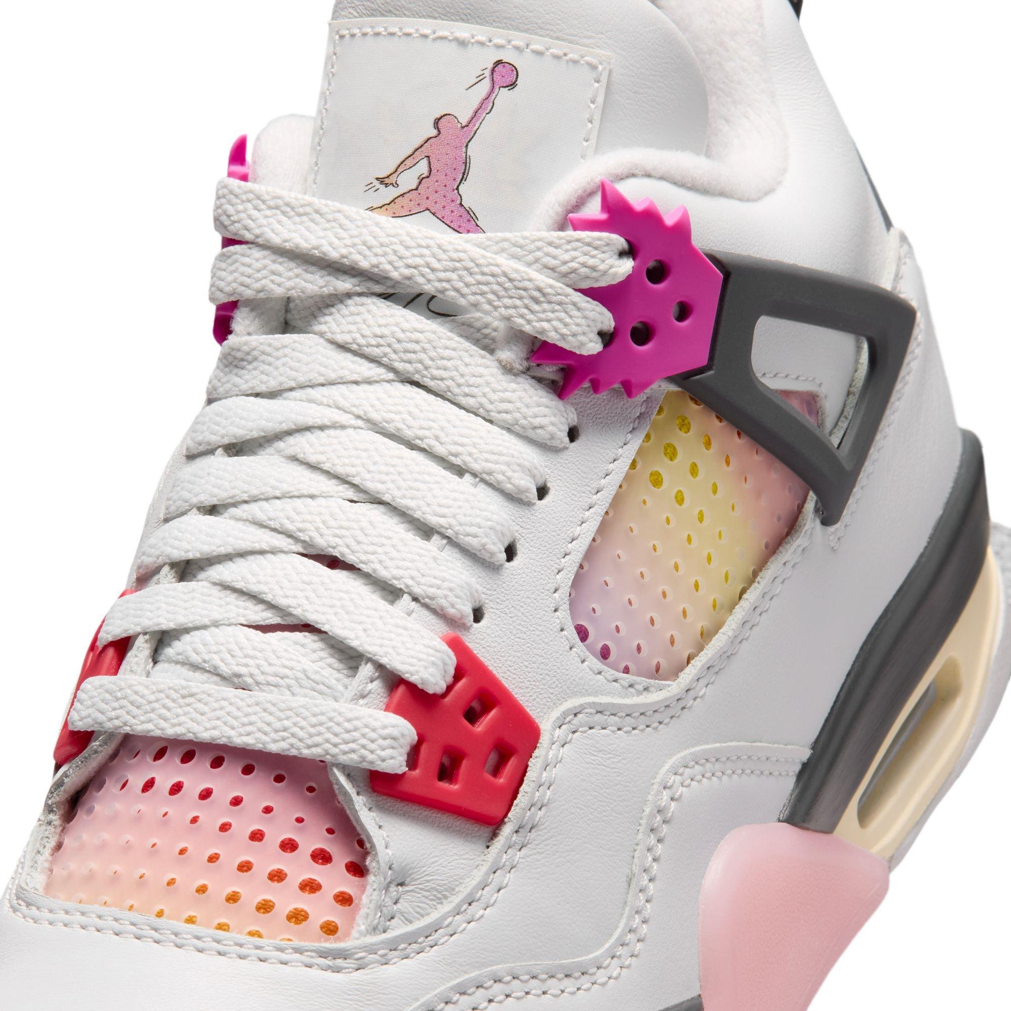 Jordan 4 Retro "Comic" Grade School Kids' Shoe - OFF WHITE/FIRE PINK/ANTHRACITE Thumbnail View 10