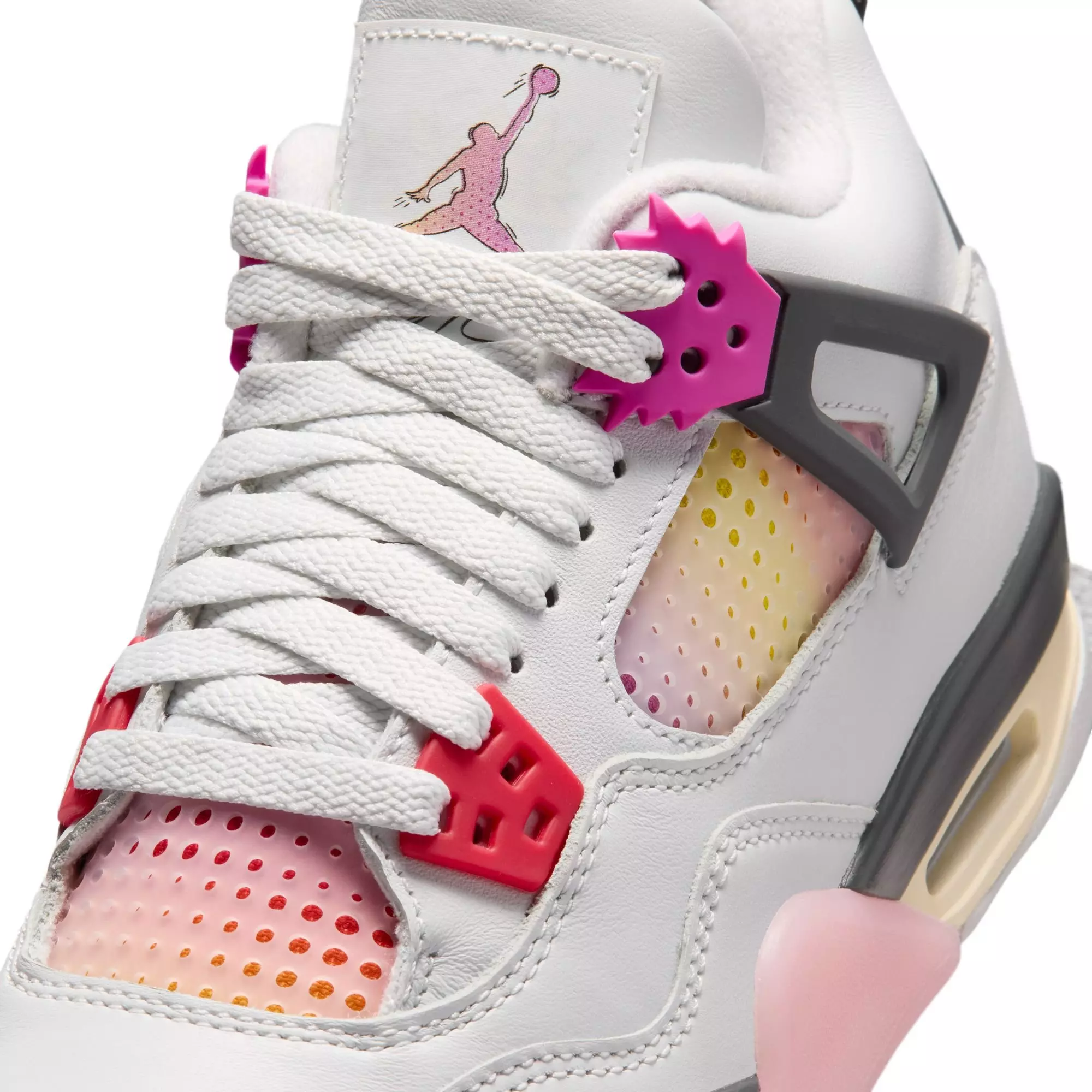Jordan 4 Retro "Comic" Grade School Kids' Shoe - OFF WHITE/FIRE PINK/ANTHRACITE