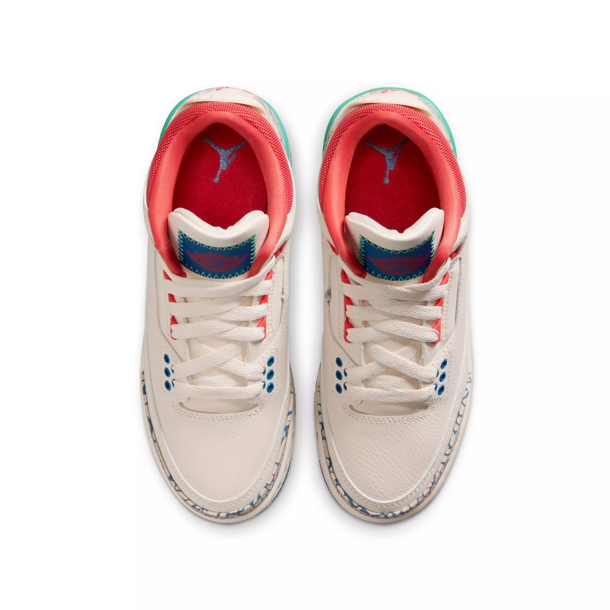 Jordan Retro 3 "Chalk and True Blue" Grade School Kids' Shoe - CHALK/TRACK RED/TRUE BLUE/KINETIC GREEN