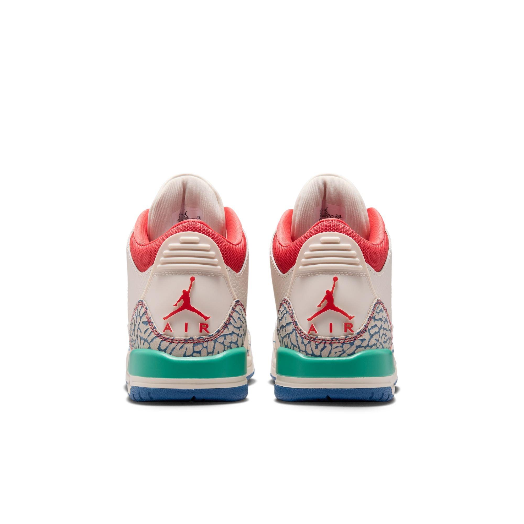 Jordan Retro 3 "Chalk and True Blue" Grade School Kids' Shoe - CHALK/TRACK RED/TRUE BLUE/KINETIC GREEN