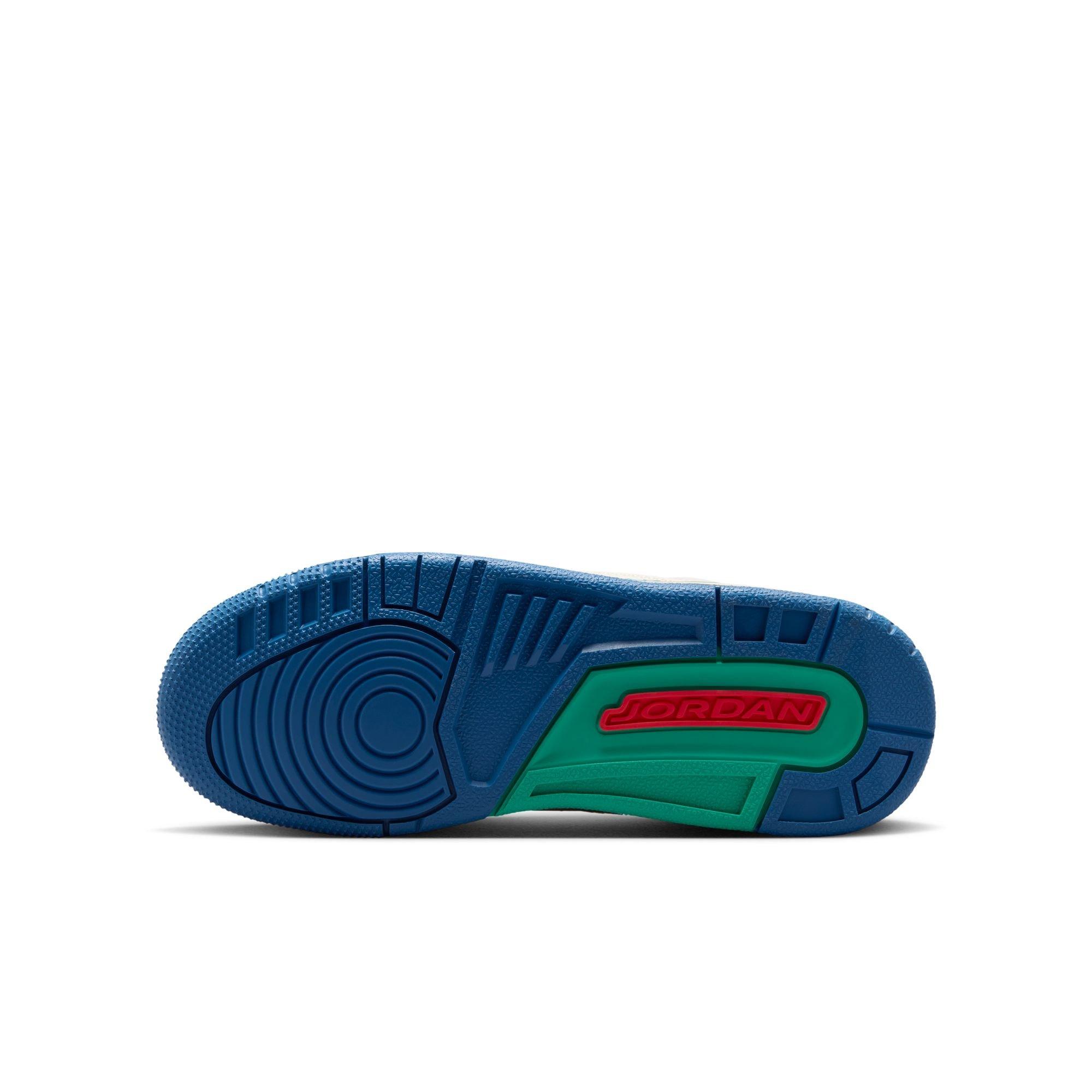 Jordan Retro 3 "Chalk and True Blue" Grade School Kids' Shoe - CHALK/TRACK RED/TRUE BLUE/KINETIC GREEN
