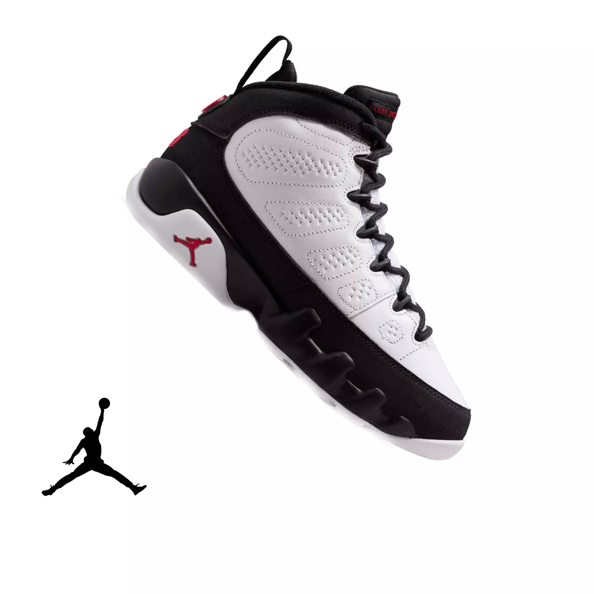 Jordan 9 Retro "Space Jam" Grade School Kids' Shoe - WHITE/TRUE RED/BLACK