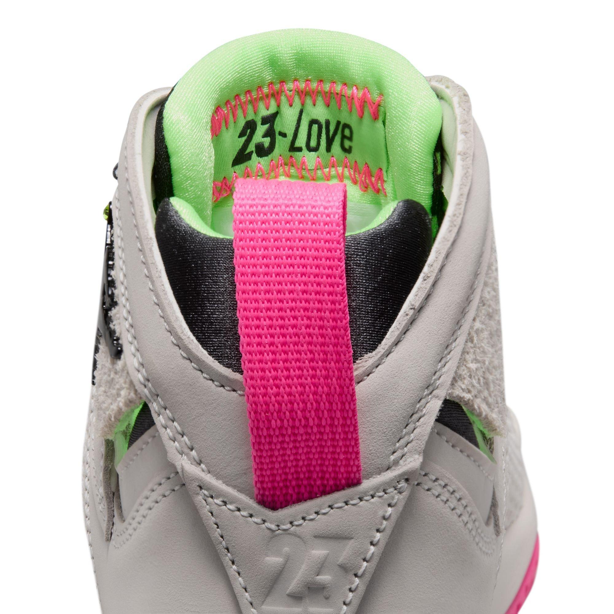 Jordan 7 Retro "Tennis Day" Grade School Kids' Shoe - PHANTOM/ANTHRACITE/LIME BLAST/PINK BLAST