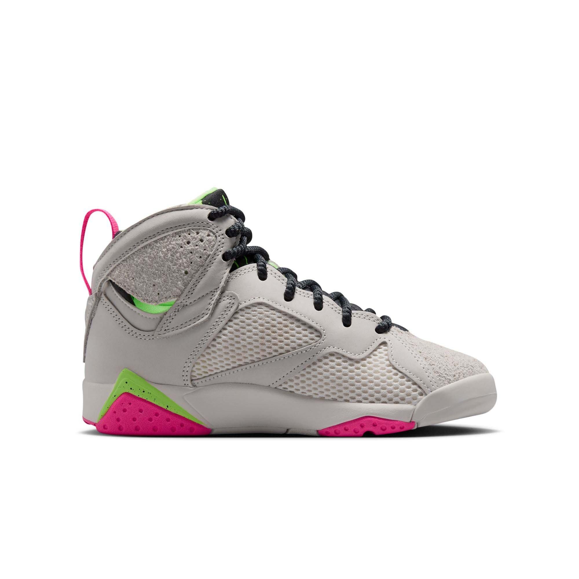 Jordan 7 Retro "Tennis Day" Grade School Kids' Shoe - PHANTOM/ANTHRACITE/LIME BLAST/PINK BLAST