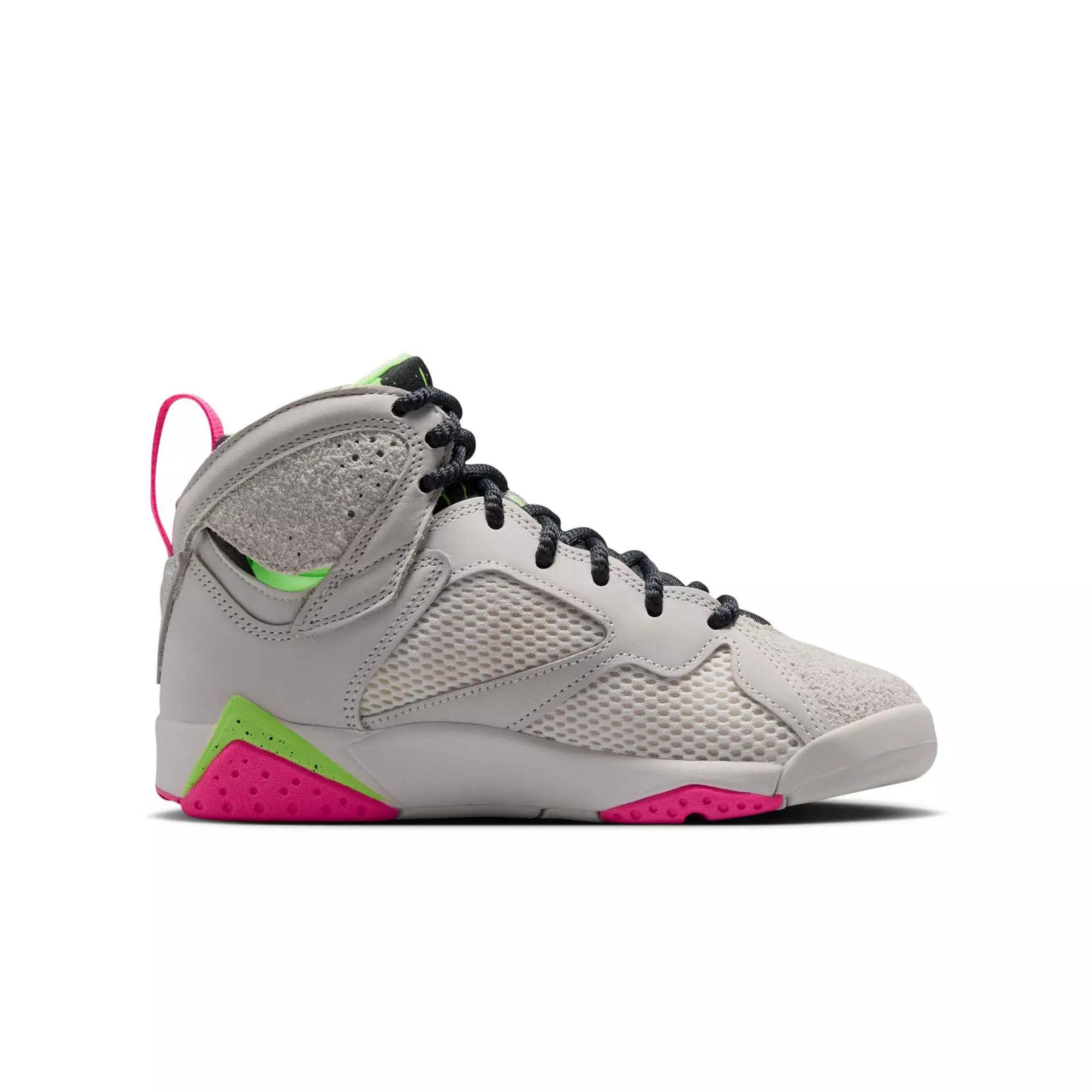 Jordan 7 Retro "Tennis Day" Grade School Kids' Shoe - PHANTOM/ANTHRACITE/LIME BLAST/PINK BLAST