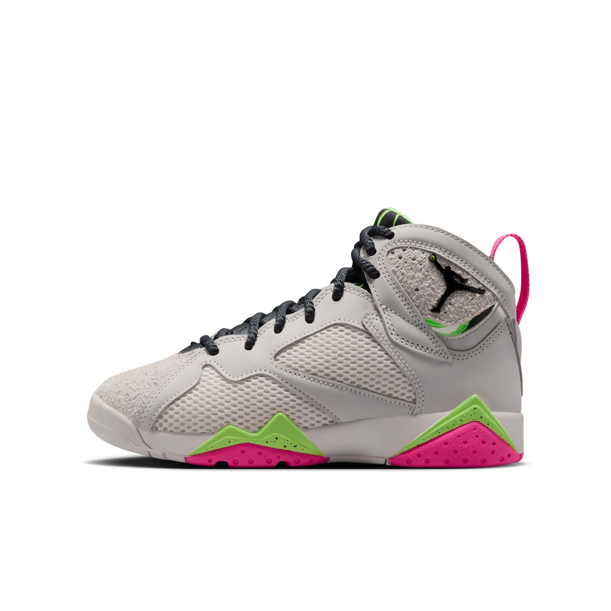 Jordan 7 Retro "Tennis Day" Grade School Kids' Shoe - PHANTOM/ANTHRACITE/LIME BLAST/PINK BLAST