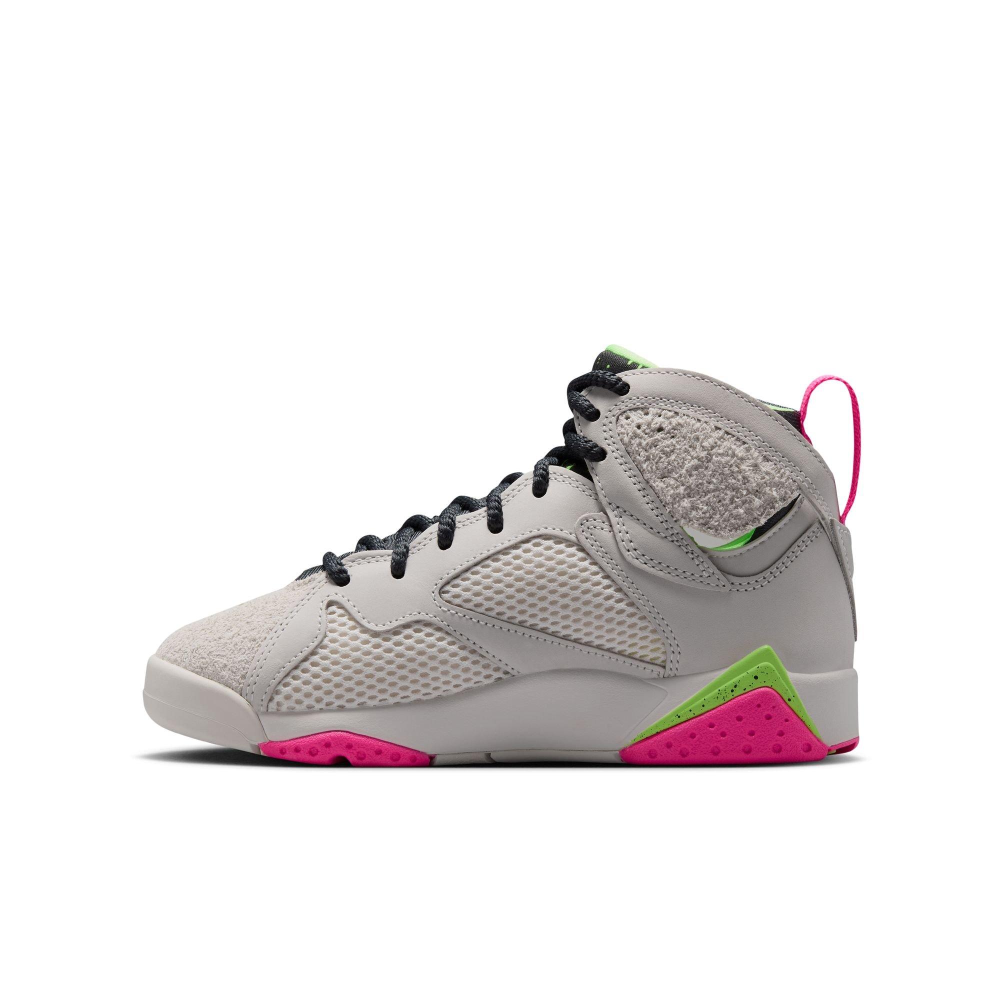 Jordan 7 Retro "Tennis Day" Grade School Kids' Shoe - PHANTOM/ANTHRACITE/LIME BLAST/PINK BLAST