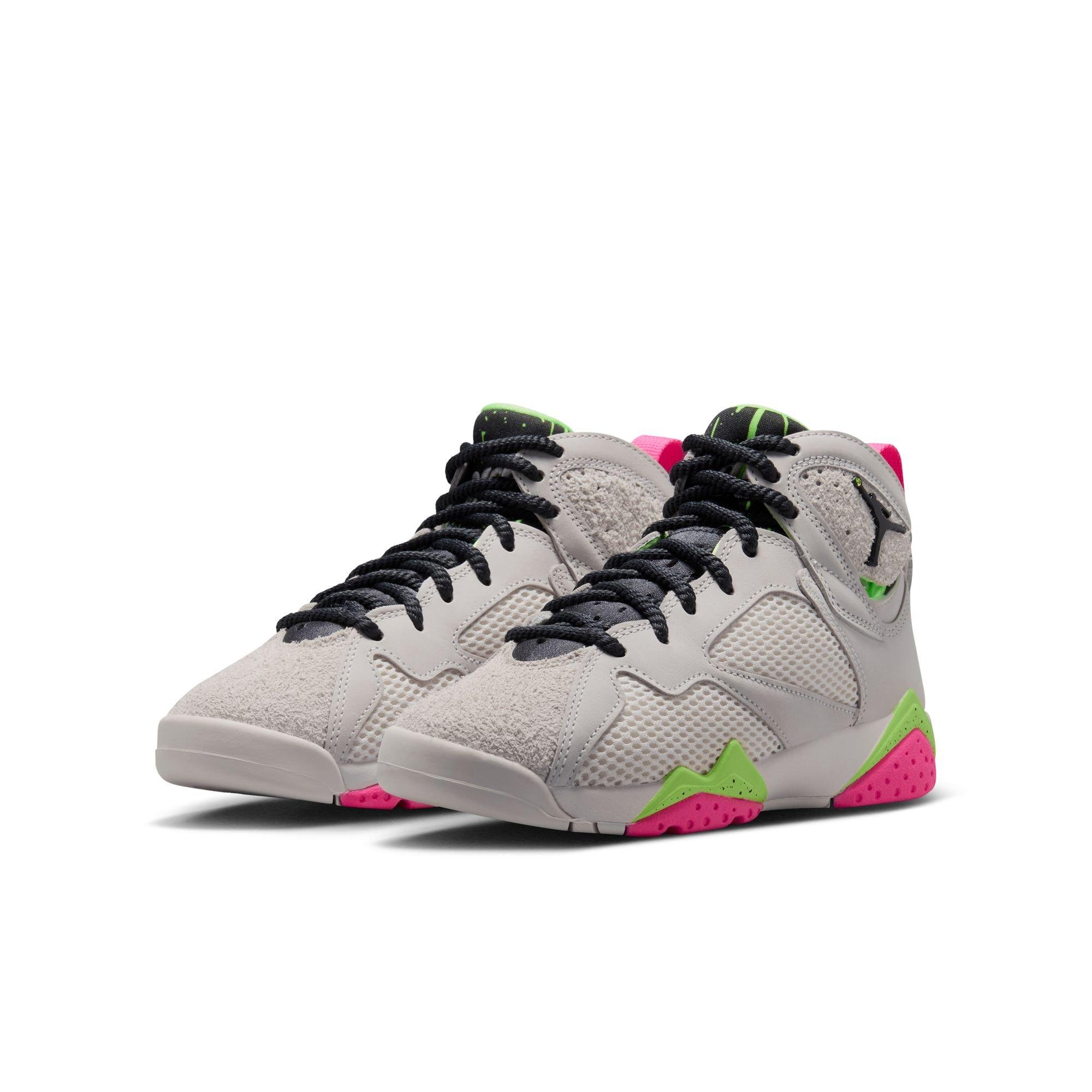 Jordan 7 Retro "Tennis Day" Grade School Kids' Shoe - PHANTOM/ANTHRACITE/LIME BLAST/PINK BLAST