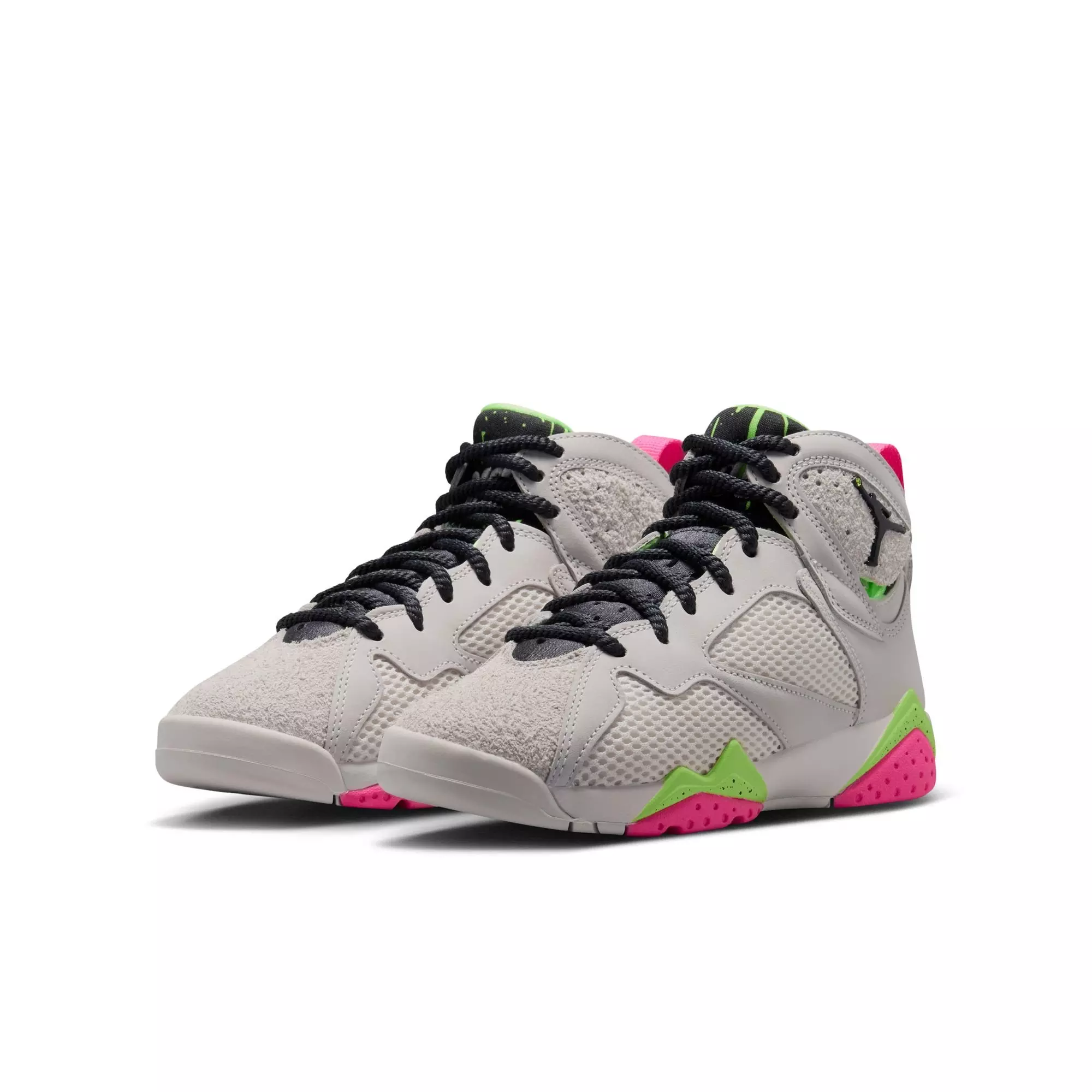Jordan 7 Retro "Tennis Day" Grade School Kids' Shoe - PHANTOM/ANTHRACITE/LIME BLAST/PINK BLAST