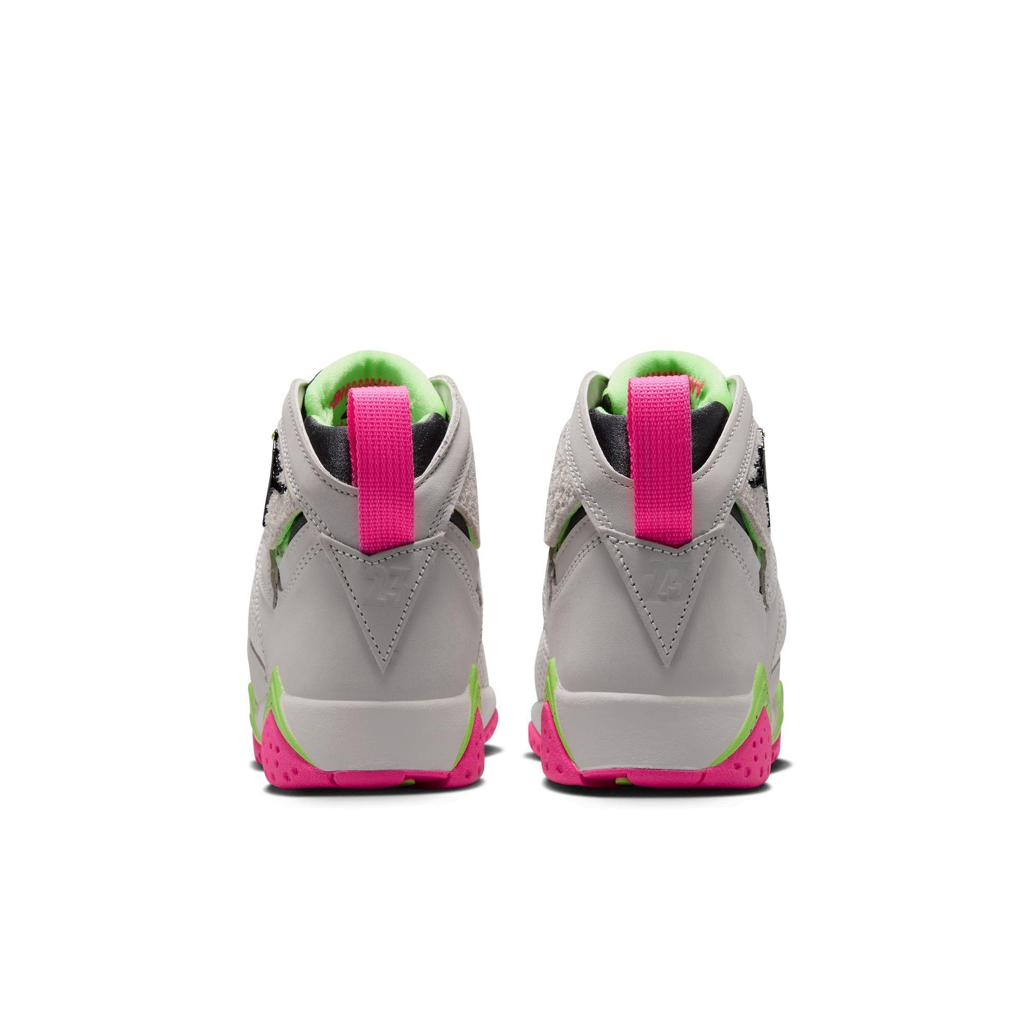 Jordan 7 Retro "Tennis Day" Grade School Kids' Shoe - PHANTOM/ANTHRACITE/LIME BLAST/PINK BLAST