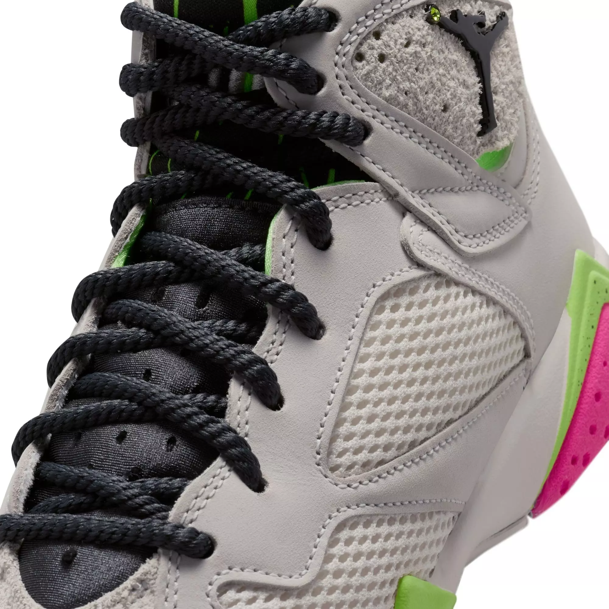Jordan 7 Retro "Tennis Day" Grade School Kids' Shoe - PHANTOM/ANTHRACITE/LIME BLAST/PINK BLAST