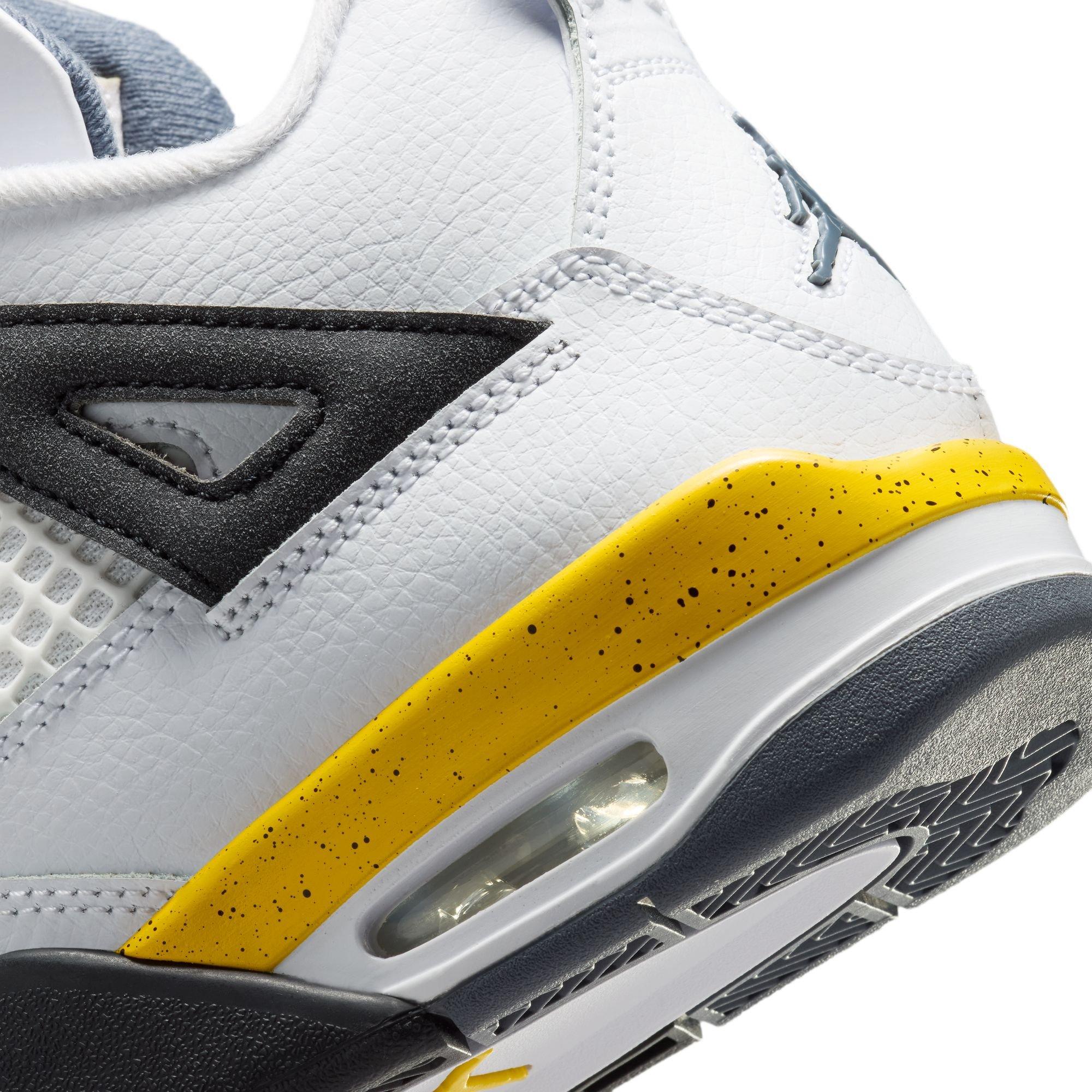 Jordan 4 Retro "Tour Yellow" Grade School Kids' Shoe - WHITE/TOUR YELLOW/DARK BLUE GREY/BLACK