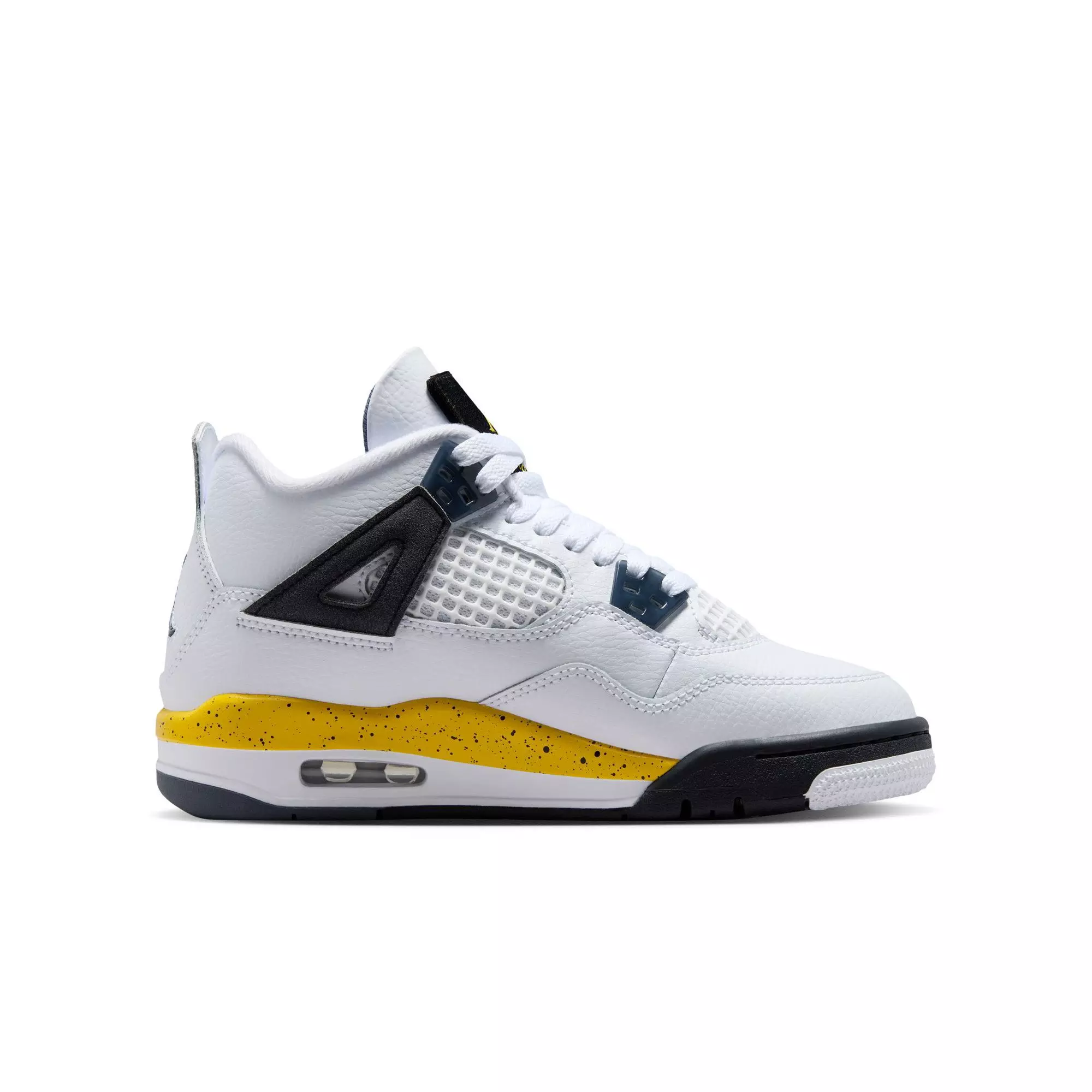 Jordan 4 Retro "Tour Yellow" Grade School Kids' Shoe - WHITE/TOUR YELLOW/DARK BLUE GREY/BLACK