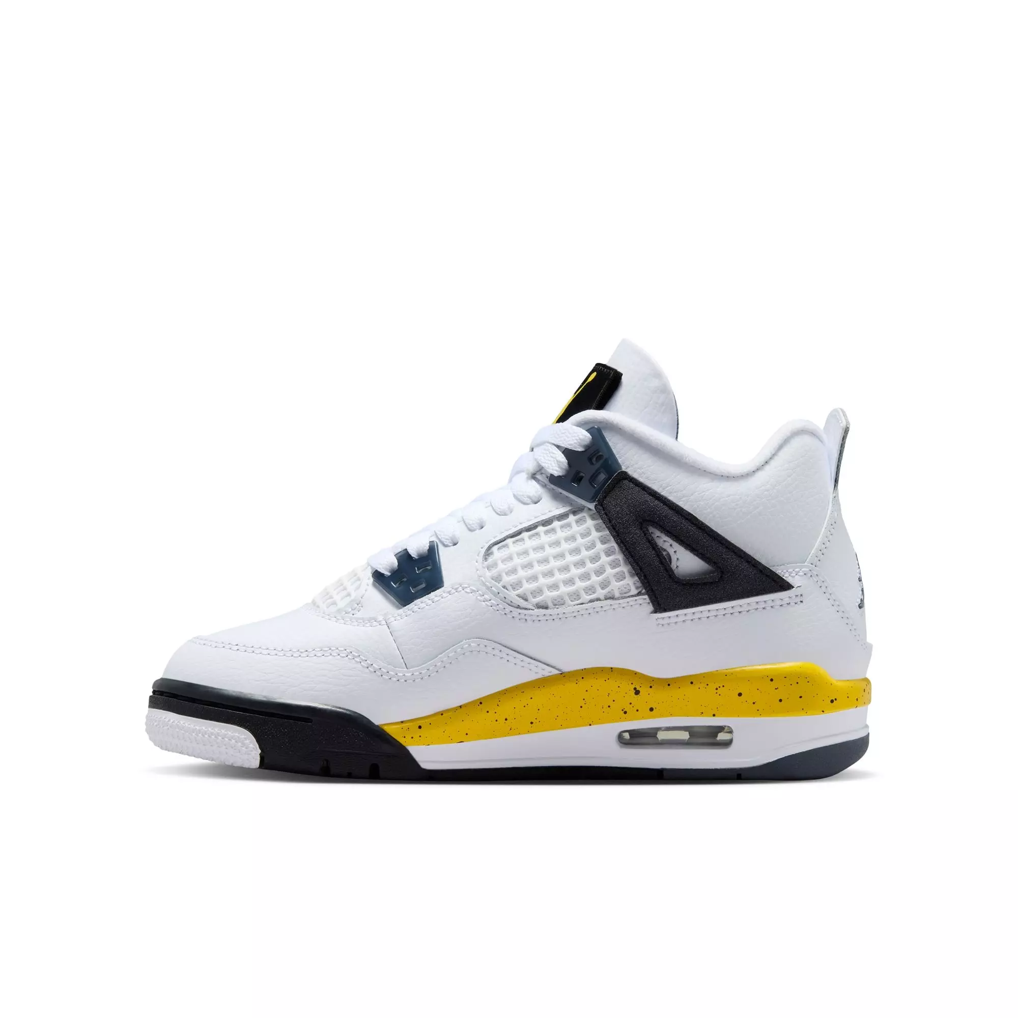 Jordan 4 Retro "Tour Yellow" Grade School Kids' Shoe - WHITE/TOUR YELLOW/DARK BLUE GREY/BLACK