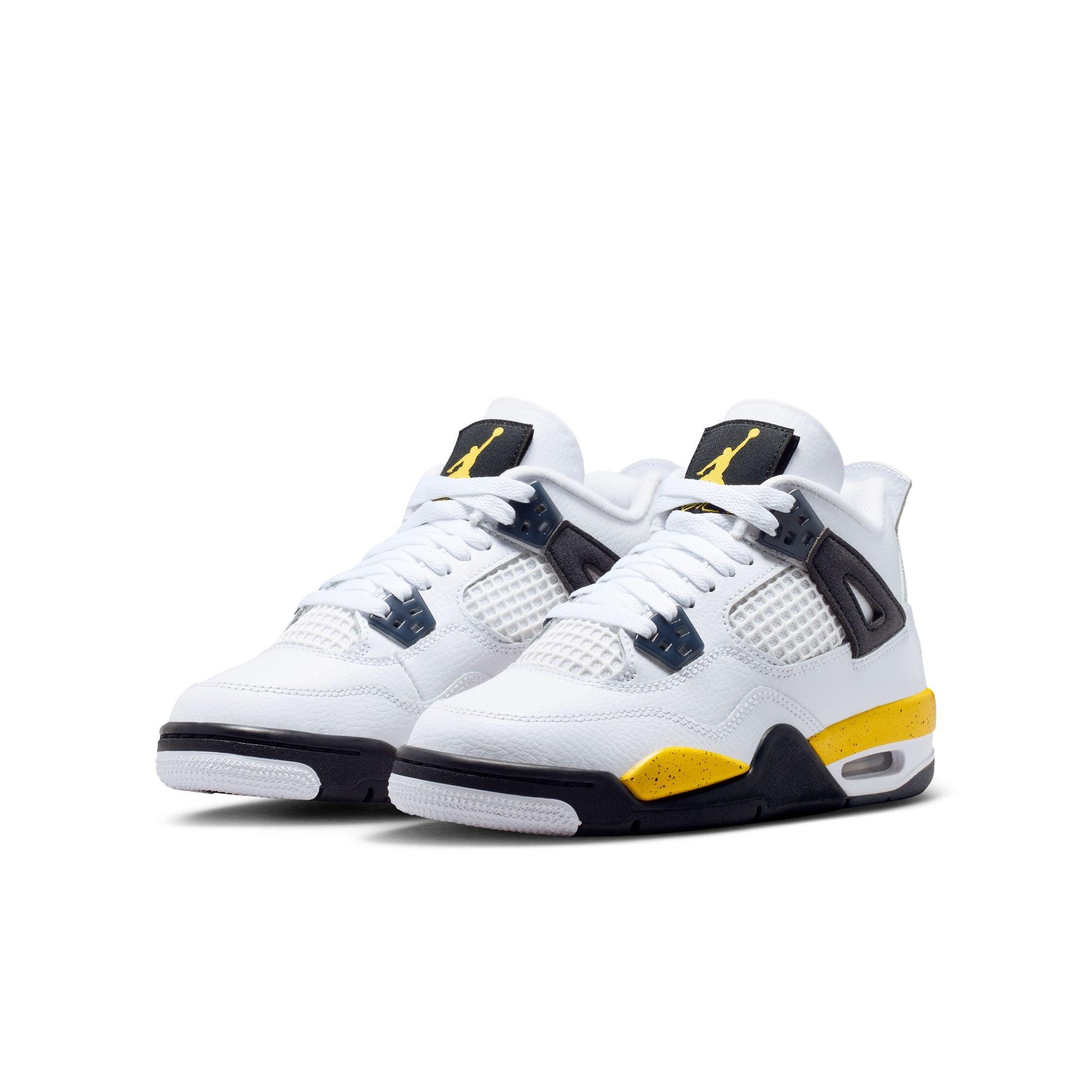 Jordan 4 Retro "Tour Yellow" Grade School Kids' Shoe - WHITE/TOUR YELLOW/DARK BLUE GREY/BLACK