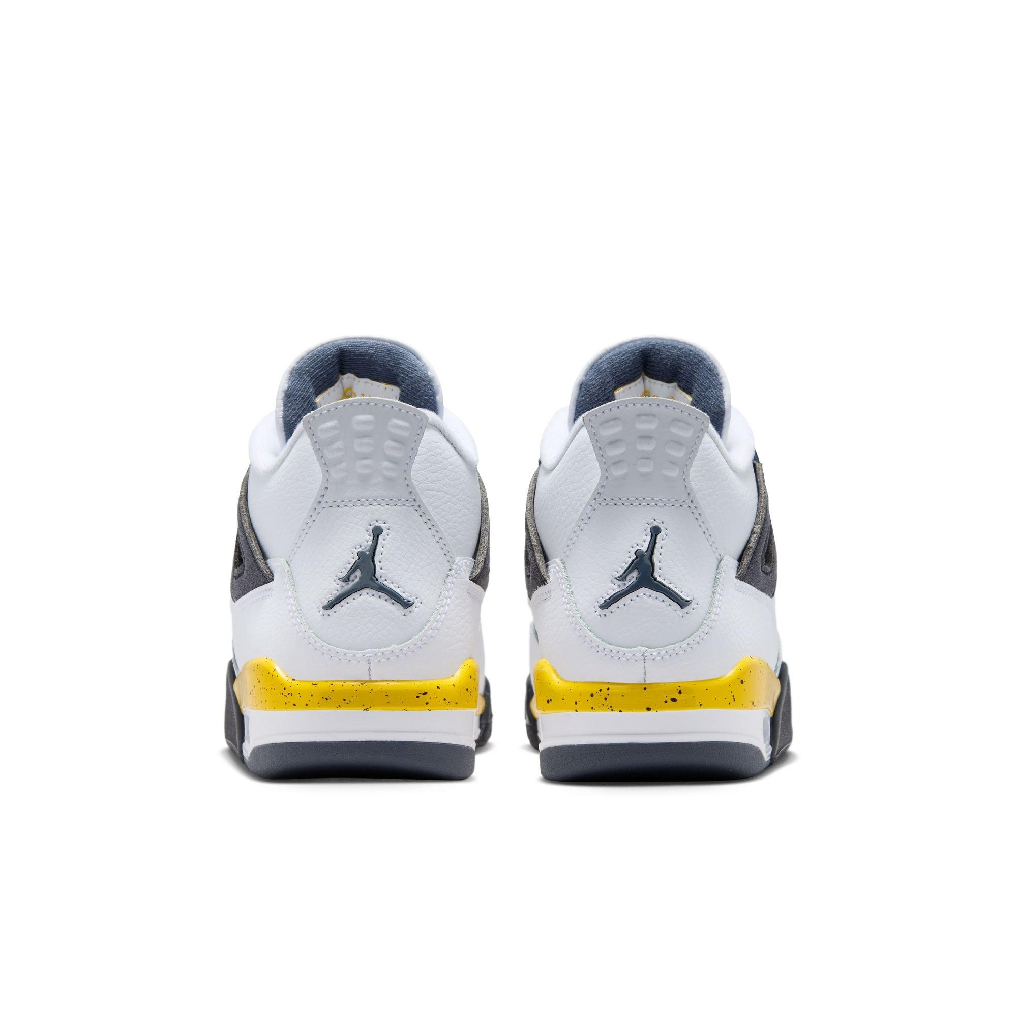 Jordan 4 Retro "Tour Yellow" Grade School Kids' Shoe - WHITE/TOUR YELLOW/DARK BLUE GREY/BLACK