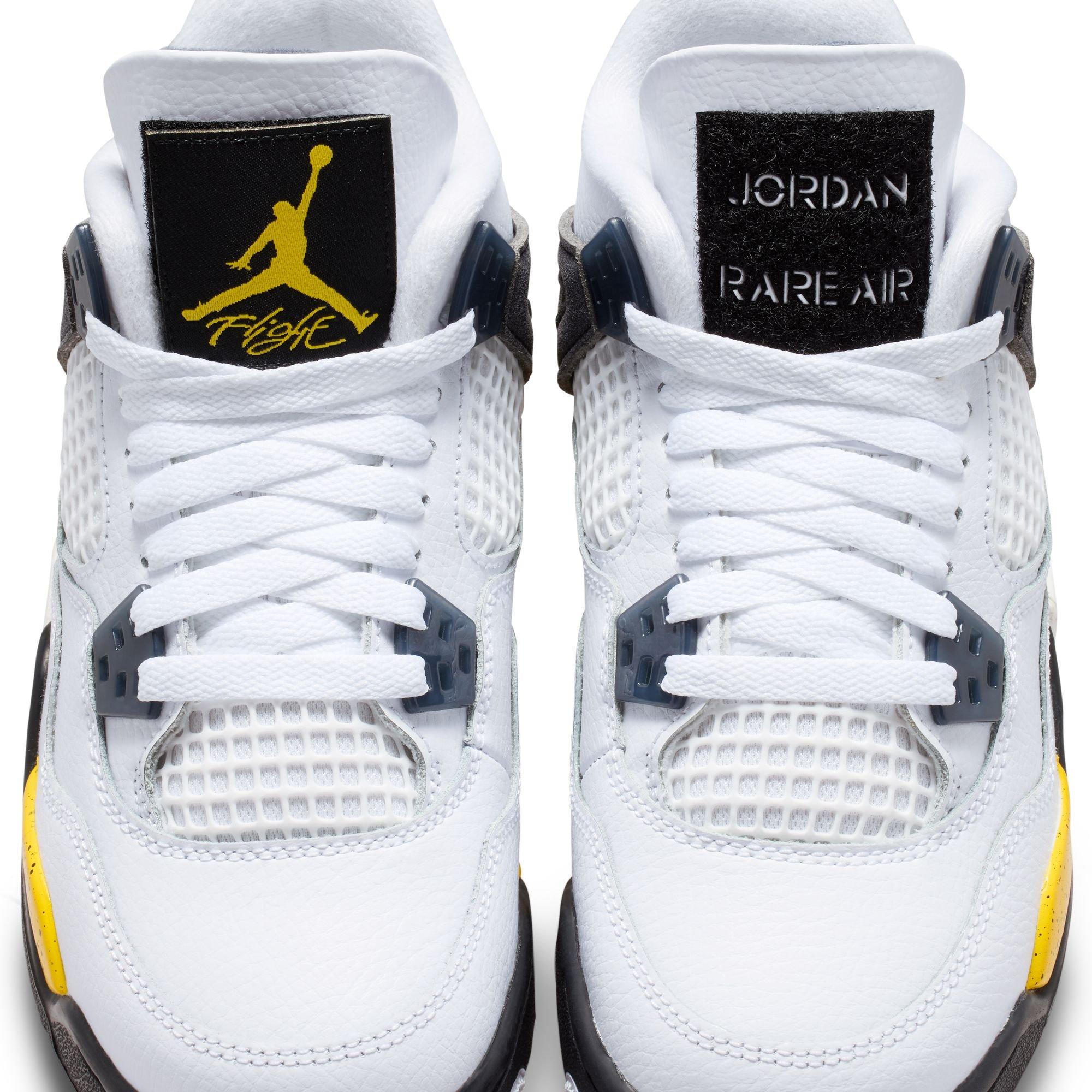 Jordan 4 Retro "Tour Yellow" Grade School Kids' Shoe - WHITE/TOUR YELLOW/DARK BLUE GREY/BLACK