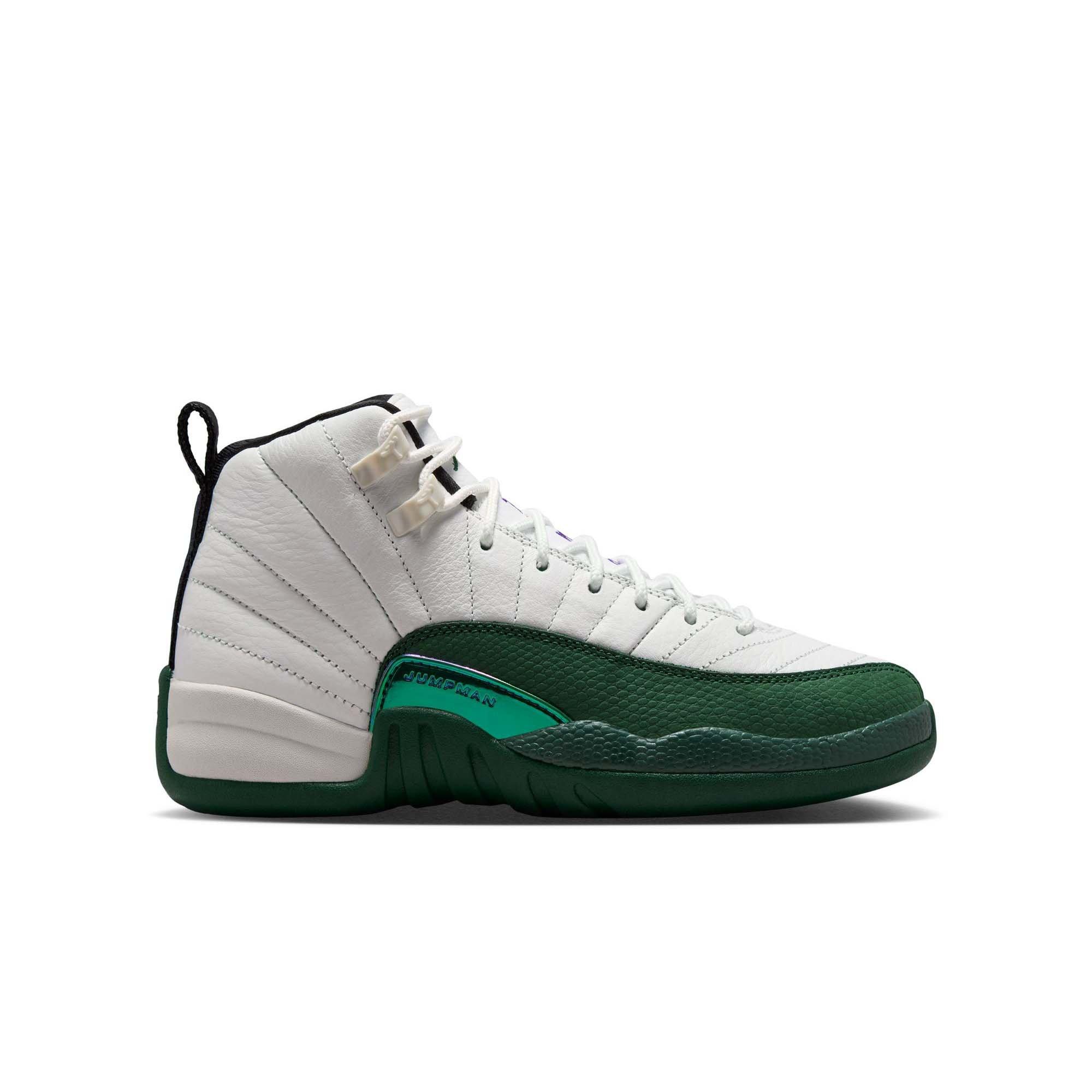 Jordan 12 Retro "Idols Become Rivals" Grade School Kids' Shoe - SUMMIT WHITE/GORGE GREEN/FIERCE PURPLE