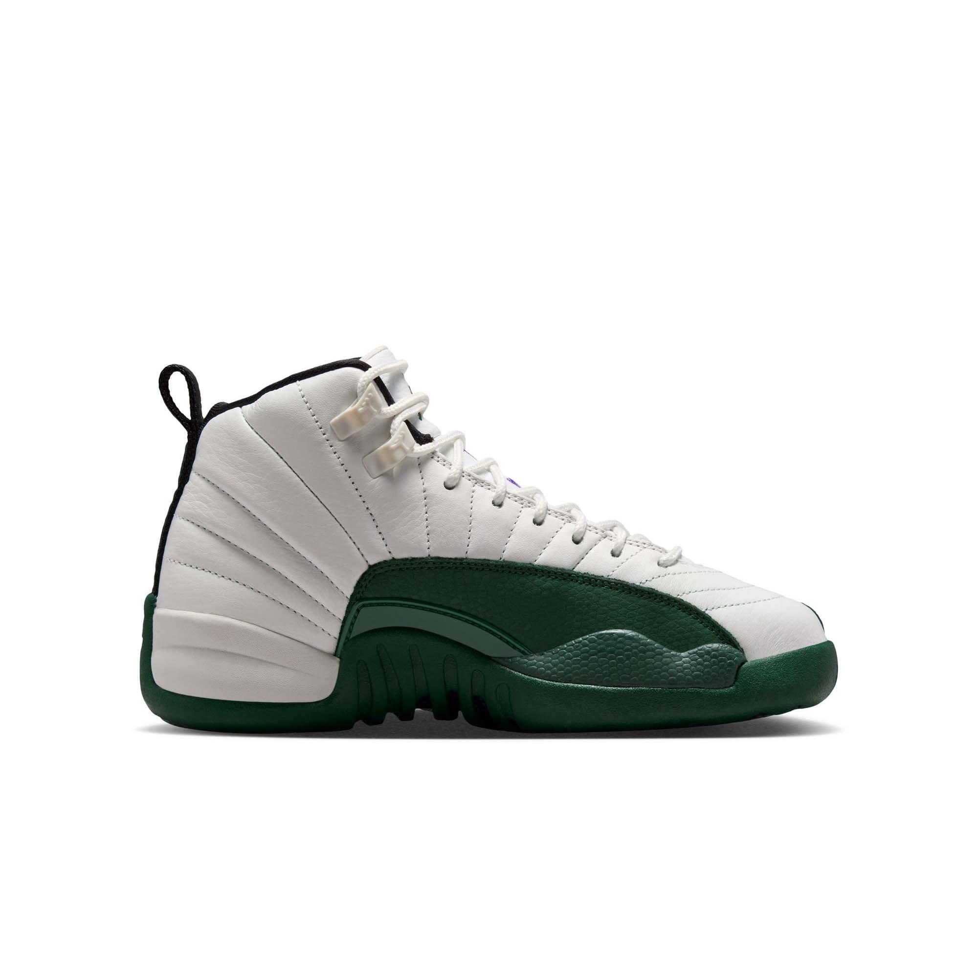 Jordan 12 Retro "Idols Become Rivals" Grade School Kids' Shoe - SUMMIT WHITE/GORGE GREEN/FIERCE PURPLE