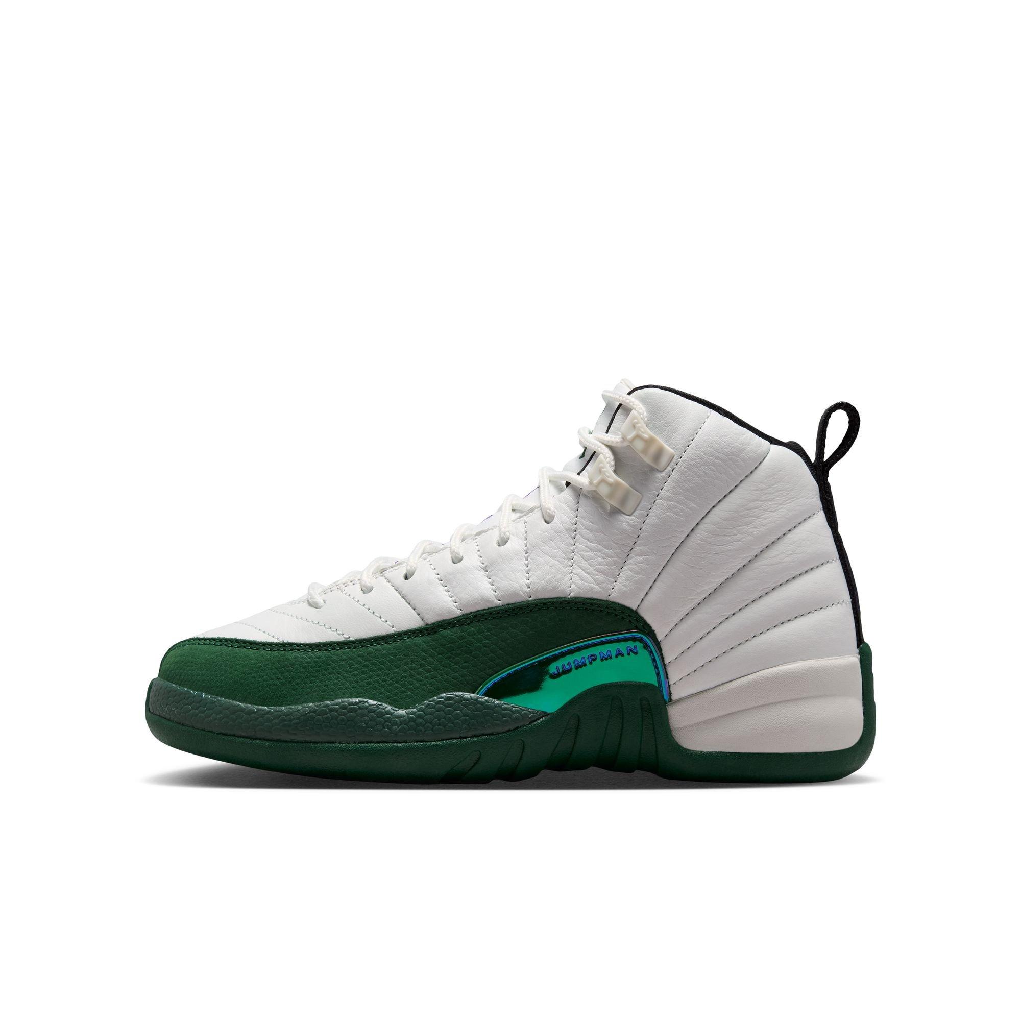 Jordan 12 Retro "Idols Become Rivals" Grade School Kids' Shoe - SUMMIT WHITE/GORGE GREEN/FIERCE PURPLE