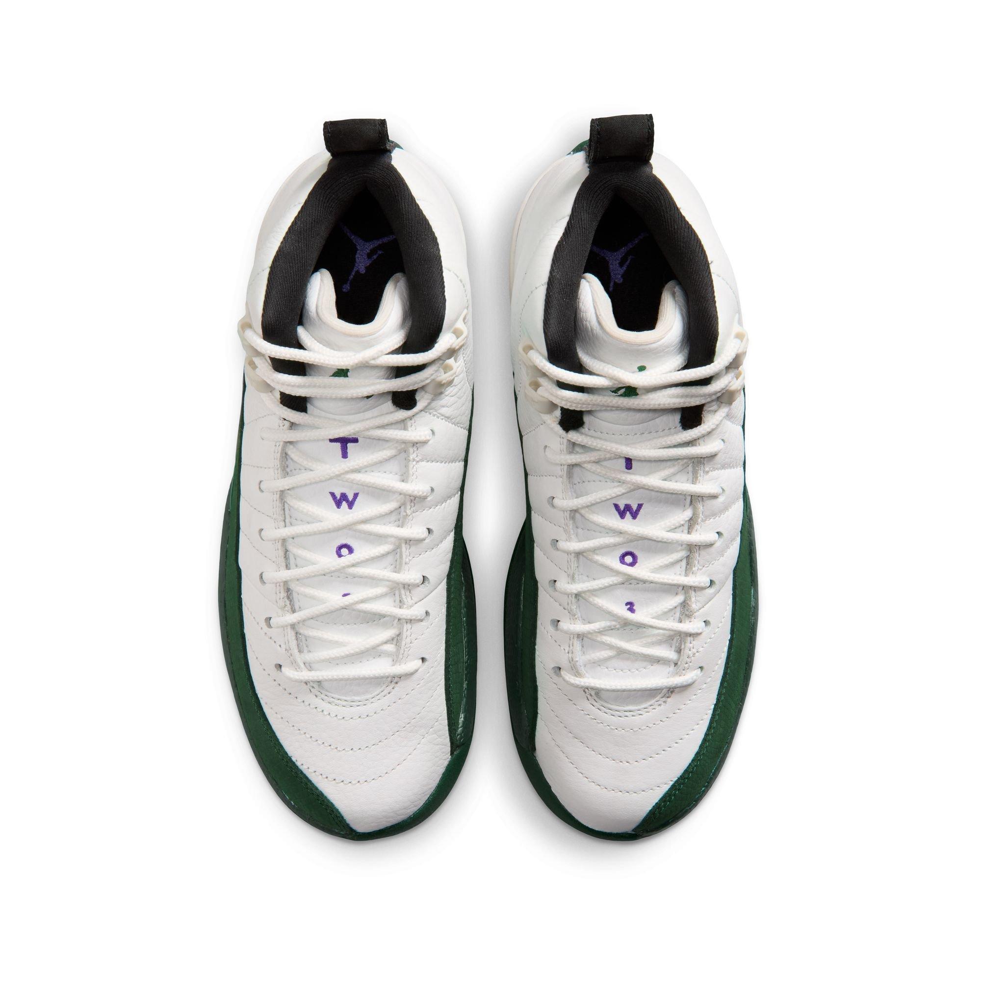 Jordan 12 Retro "Idols Become Rivals" Grade School Kids' Shoe - SUMMIT WHITE/GORGE GREEN/FIERCE PURPLE