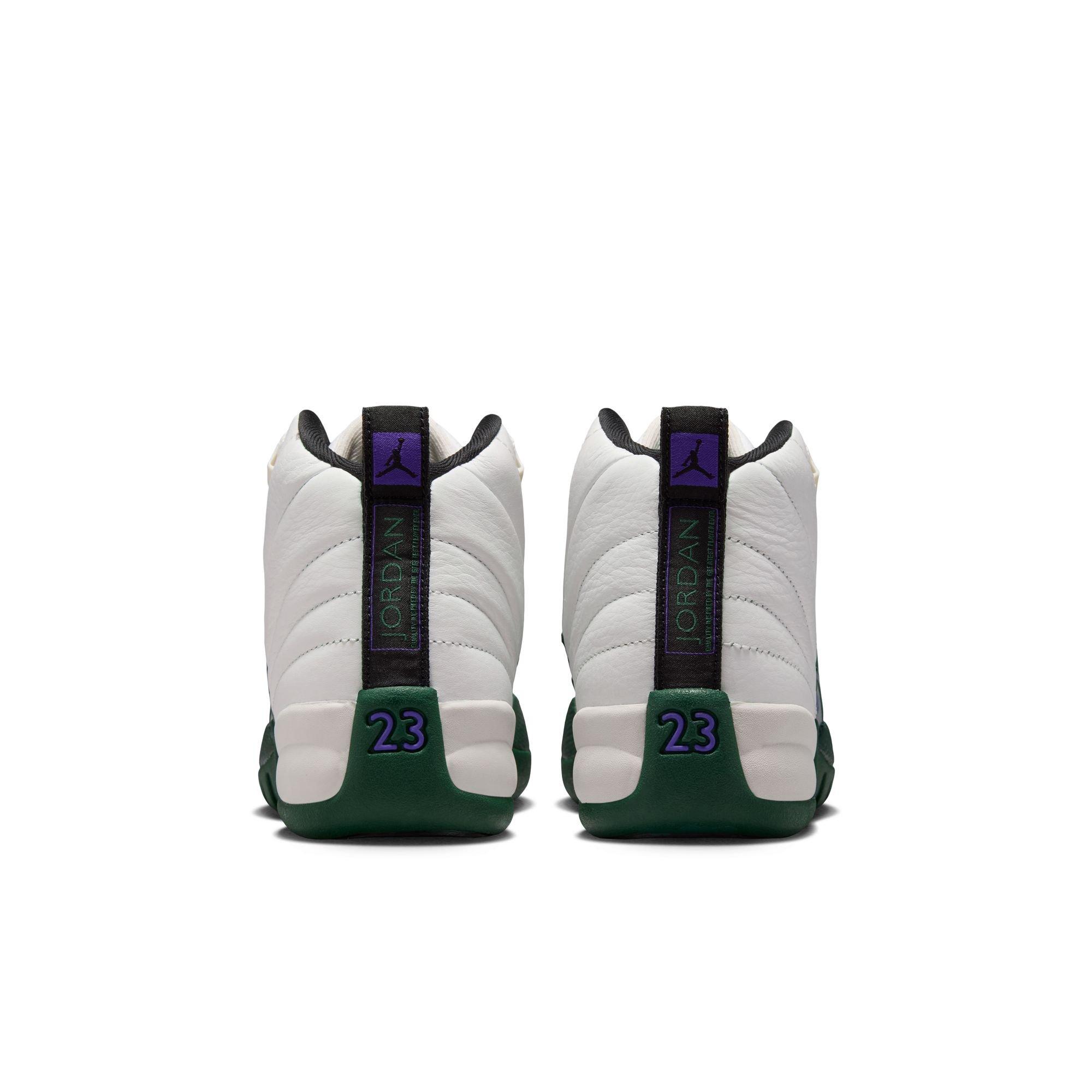 Jordan 12 Retro "Idols Become Rivals" Grade School Kids' Shoe - SUMMIT WHITE/GORGE GREEN/FIERCE PURPLE