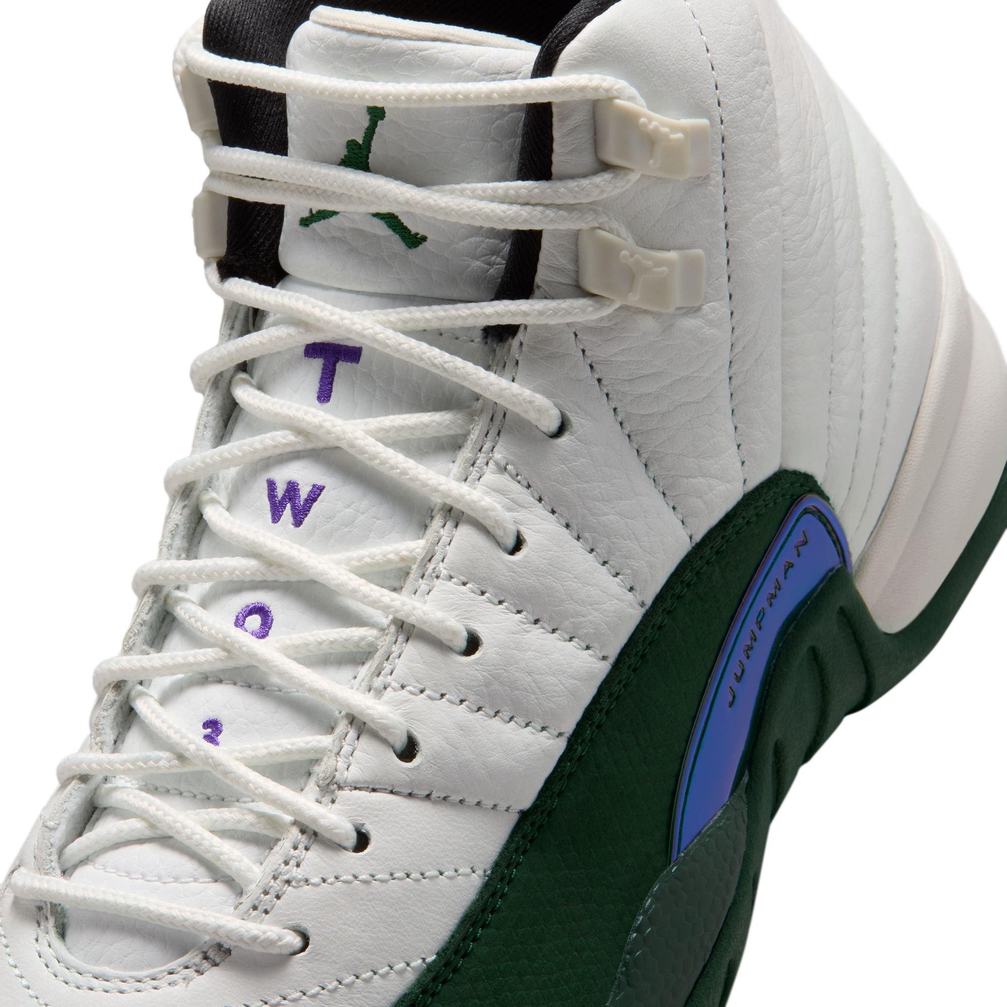 Jordan 12 Retro "Idols Become Rivals" Grade School Kids' Shoe - SUMMIT WHITE/GORGE GREEN/FIERCE PURPLE