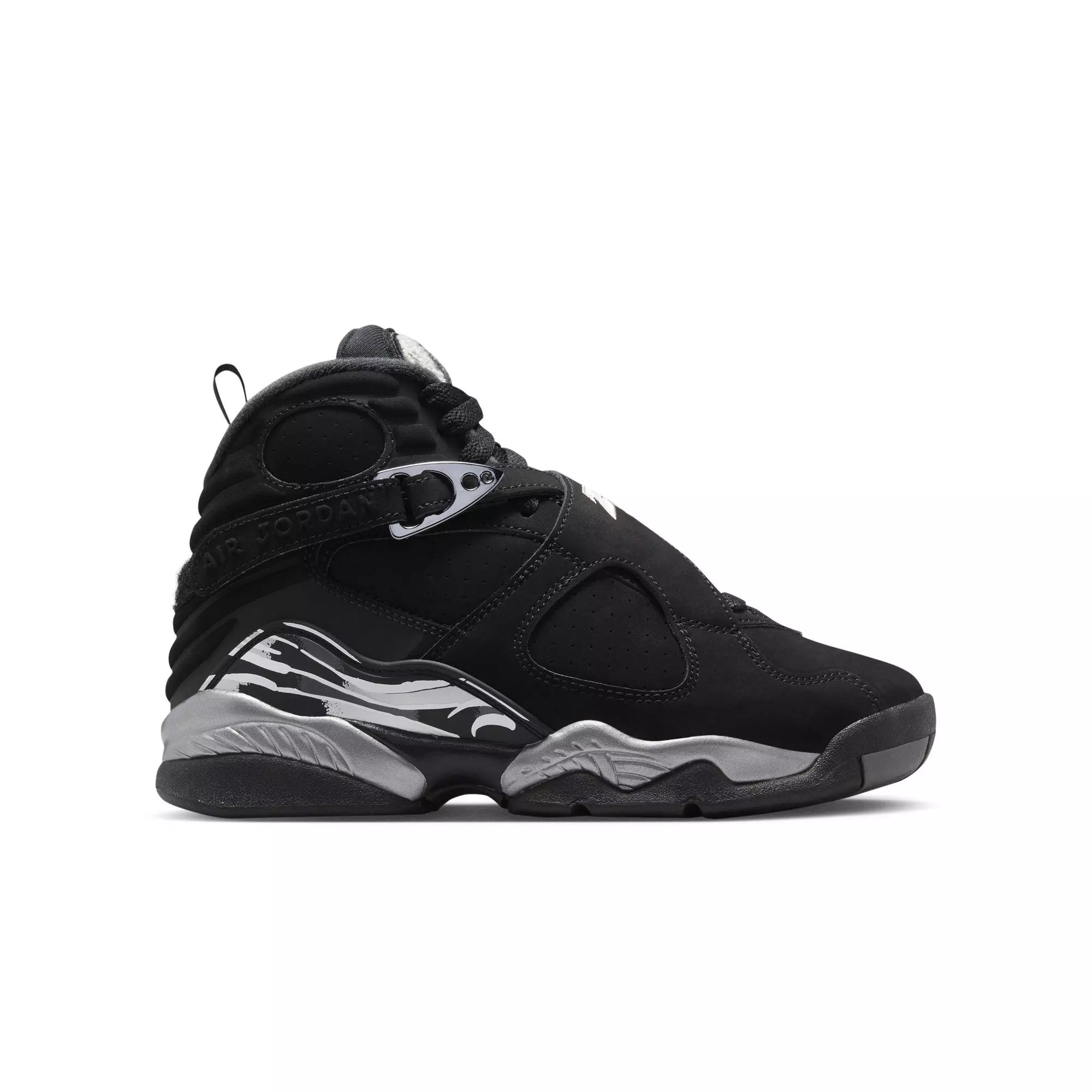 Jordan 8 Retro "Chrome" Grade School Kids' Shoe - BLACK/WHITE/LT GRAPHITE