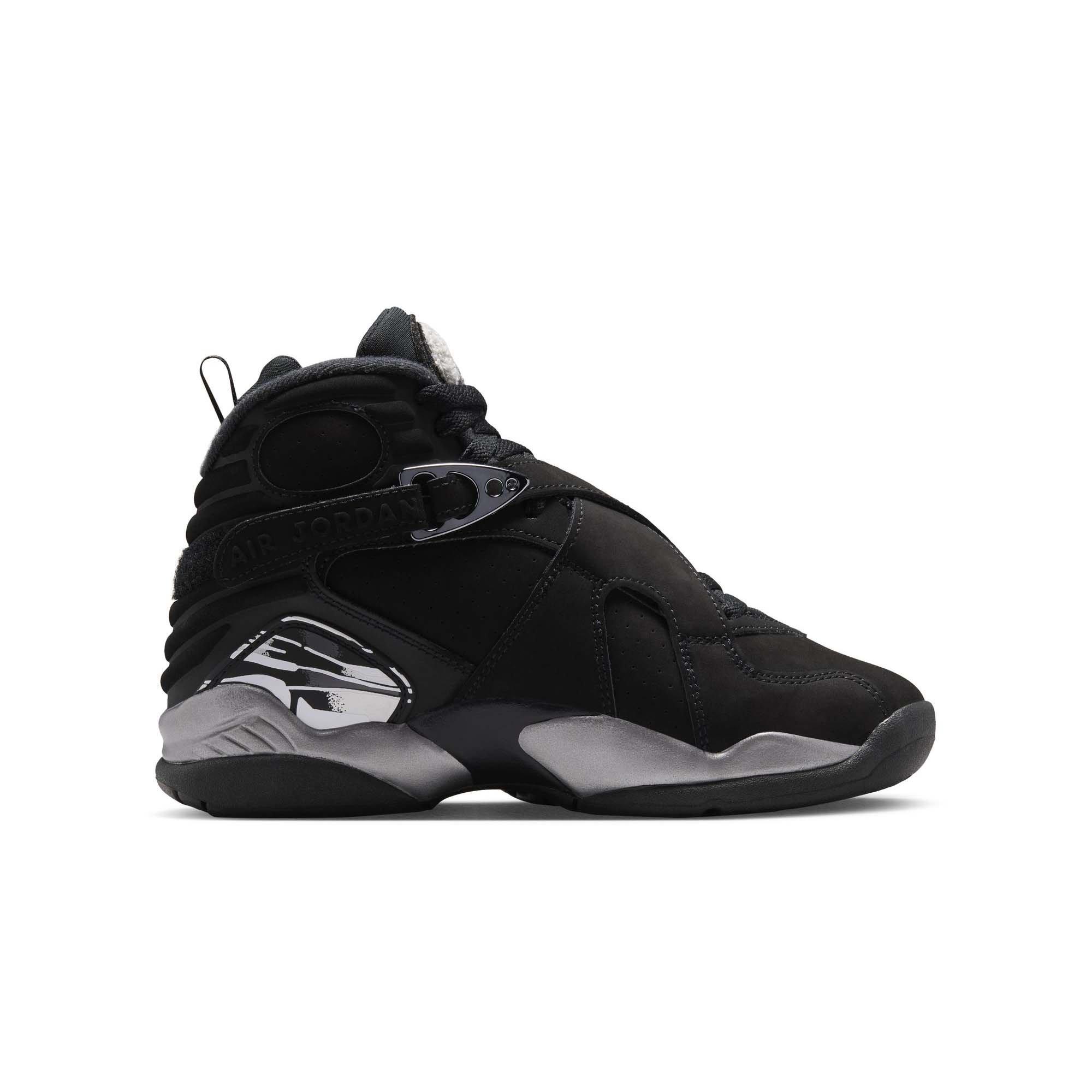 Jordan 8 Retro "Chrome" Grade School Kids' Shoe - BLACK/WHITE/LT GRAPHITE