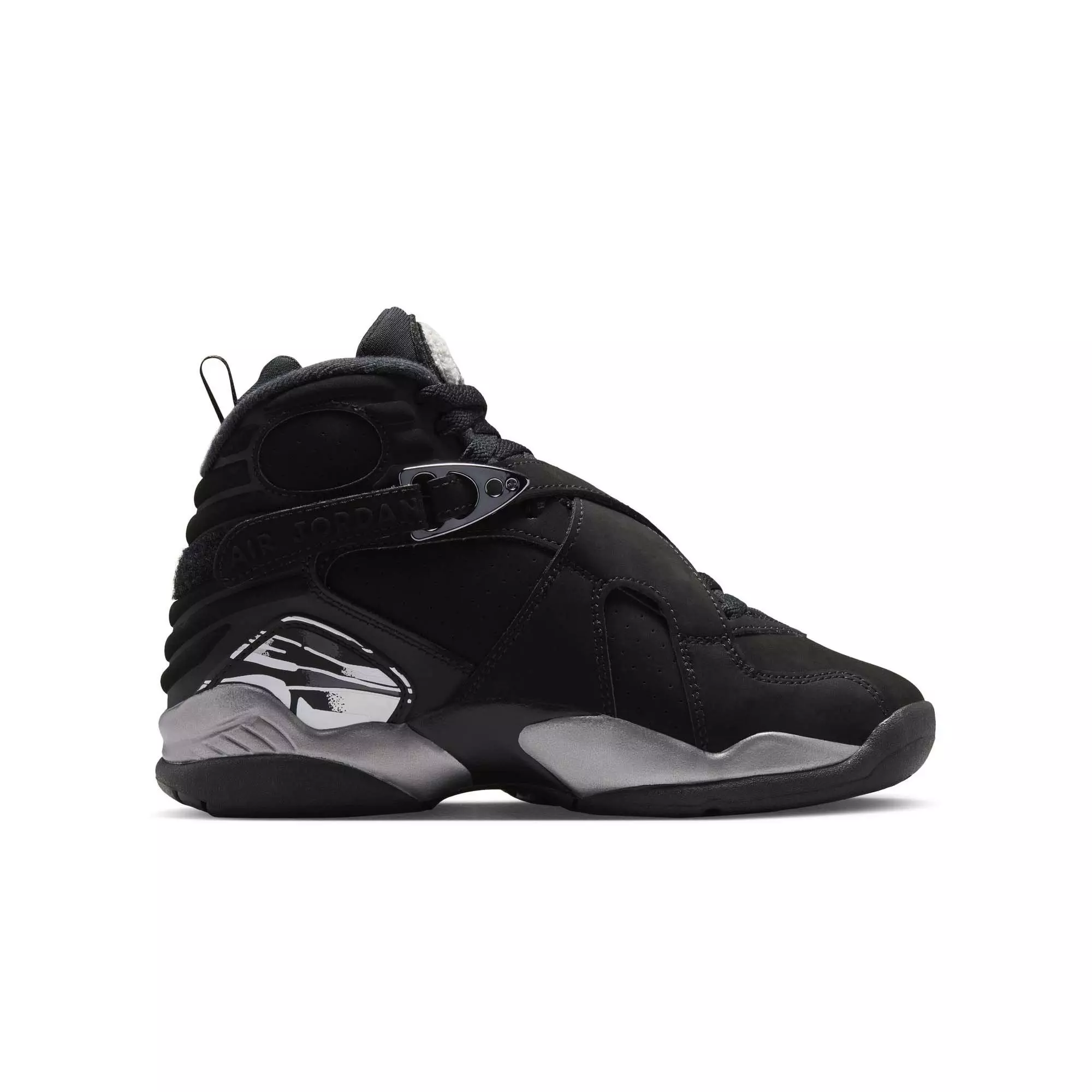 Jordan 8 Retro "Chrome" Grade School Kids' Shoe - BLACK/WHITE/LT GRAPHITE