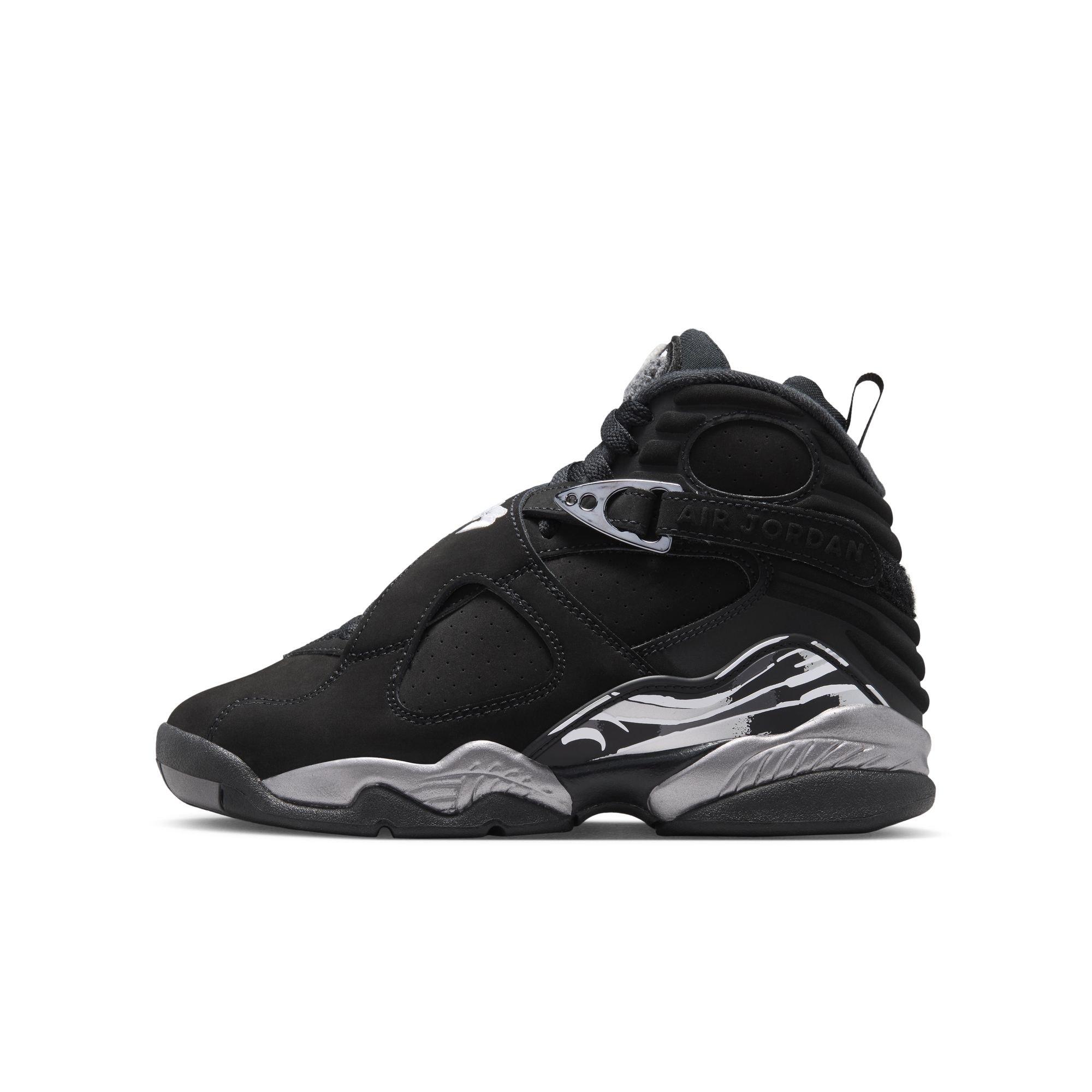 Jordan 8 Retro "Chrome" Grade School Kids' Shoe - BLACK/WHITE/LT GRAPHITE