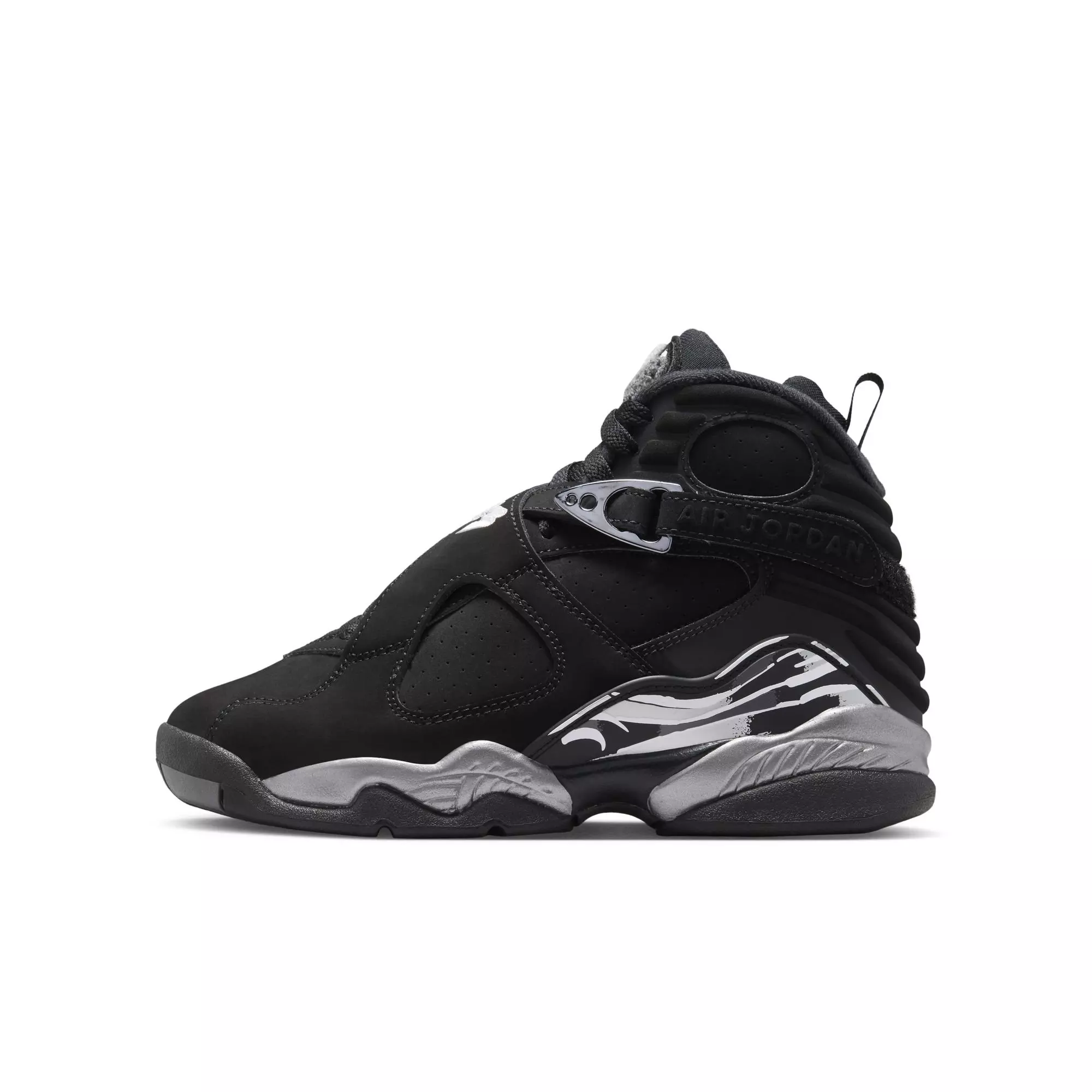Jordan 8 Retro "Chrome" Grade School Kids' Shoe - BLACK/WHITE/LT GRAPHITE