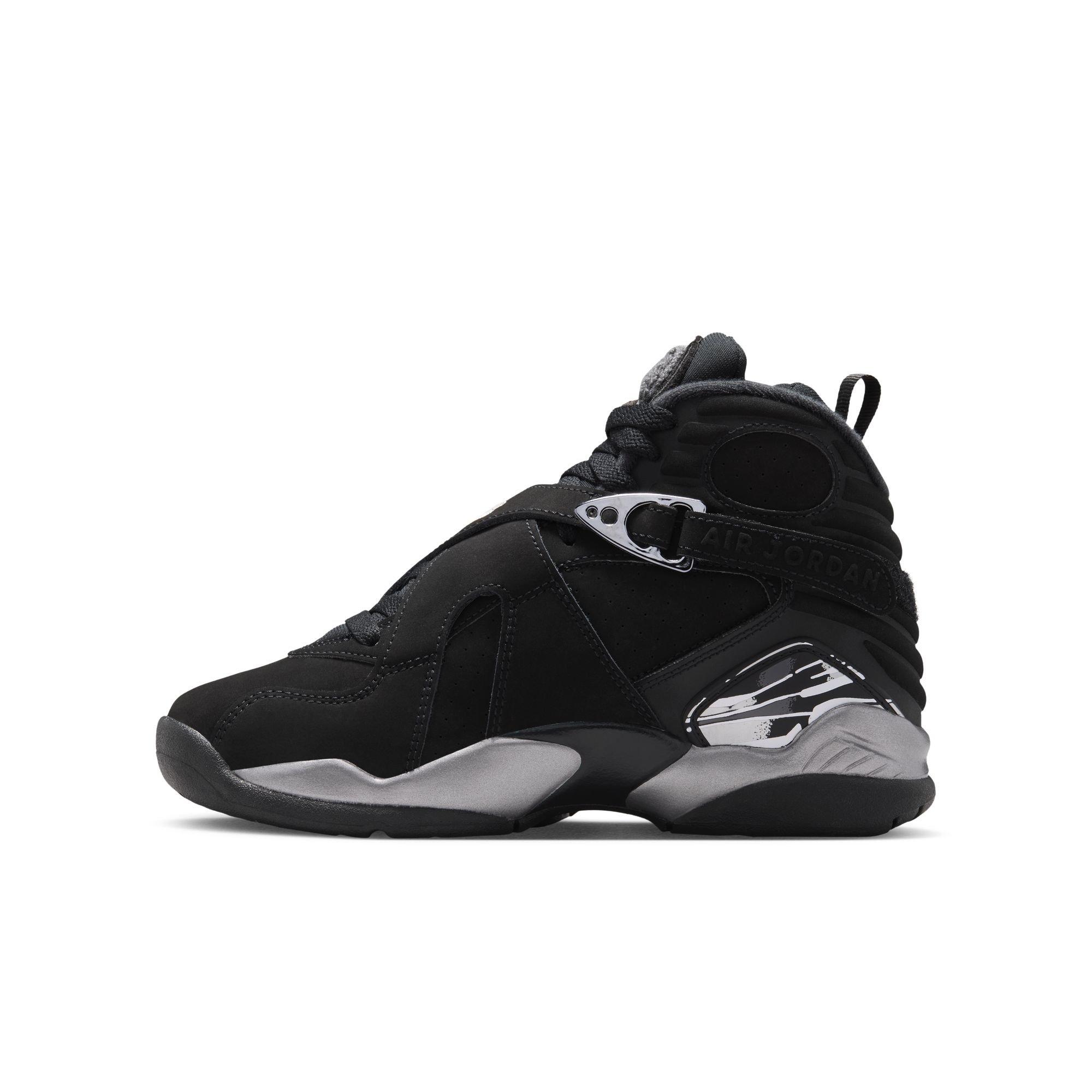 Jordan 8 Retro "Chrome" Grade School Kids' Shoe - BLACK/WHITE/LT GRAPHITE