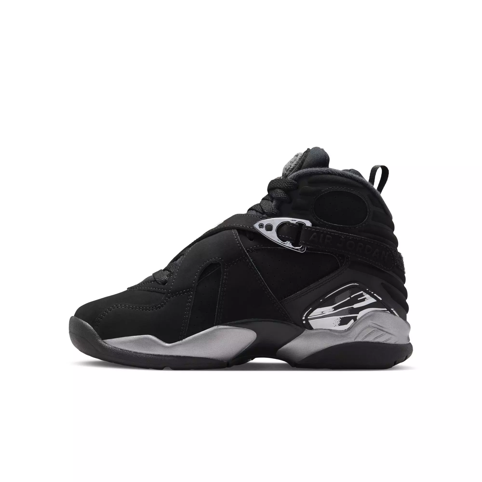 Jordan 8 Retro "Chrome" Grade School Kids' Shoe - BLACK/WHITE/LT GRAPHITE