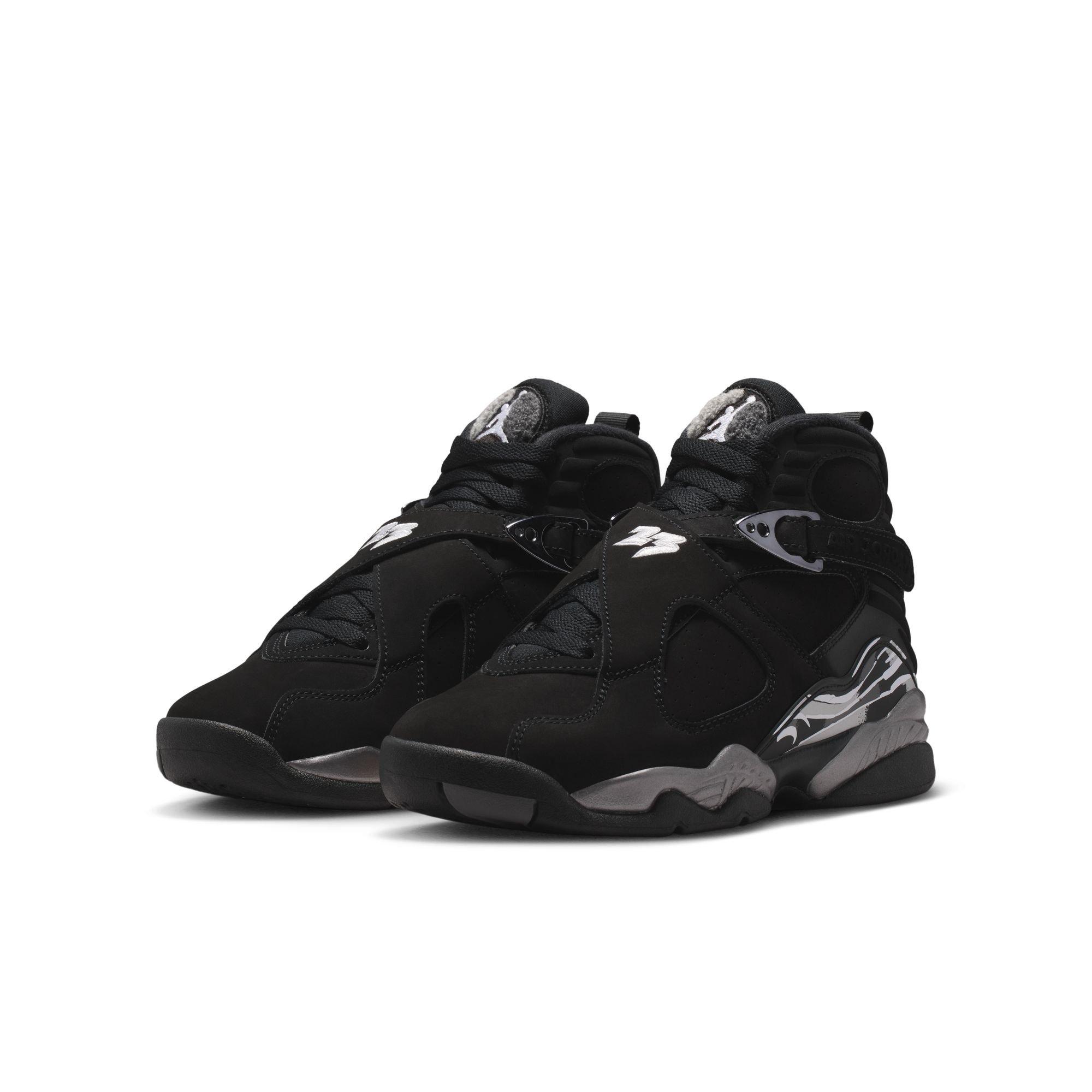 Jordan 8 Retro "Chrome" Grade School Kids' Shoe - BLACK/WHITE/LT GRAPHITE