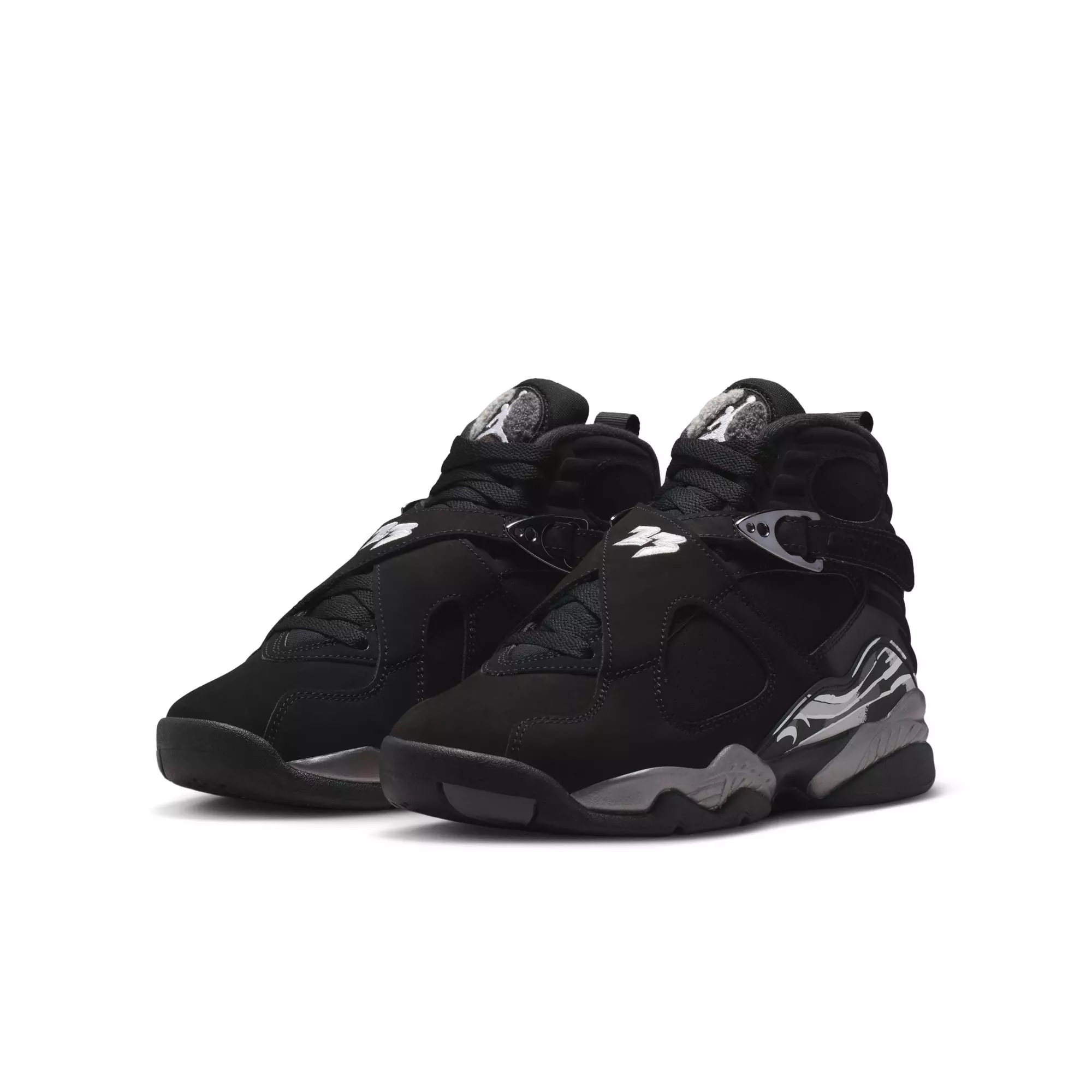 Jordan 8 Retro "Chrome" Grade School Kids' Shoe - BLACK/WHITE/LT GRAPHITE