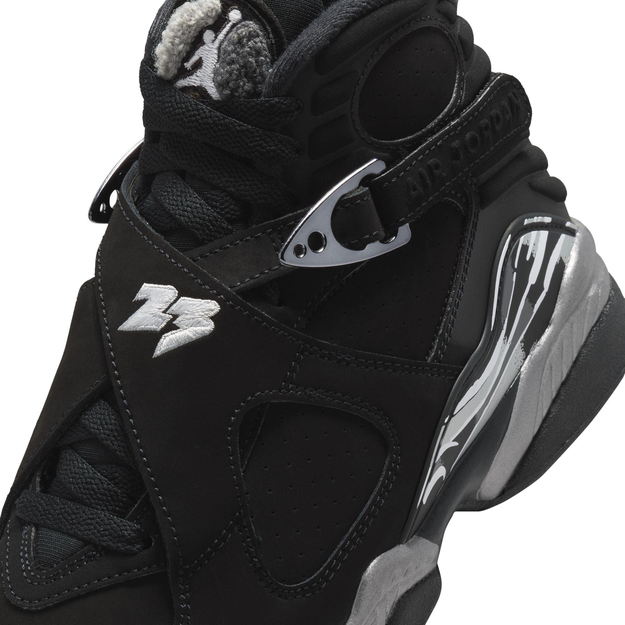 Jordan 8 Retro "Chrome" Grade School Kids' Shoe - BLACK/WHITE/LT GRAPHITE
