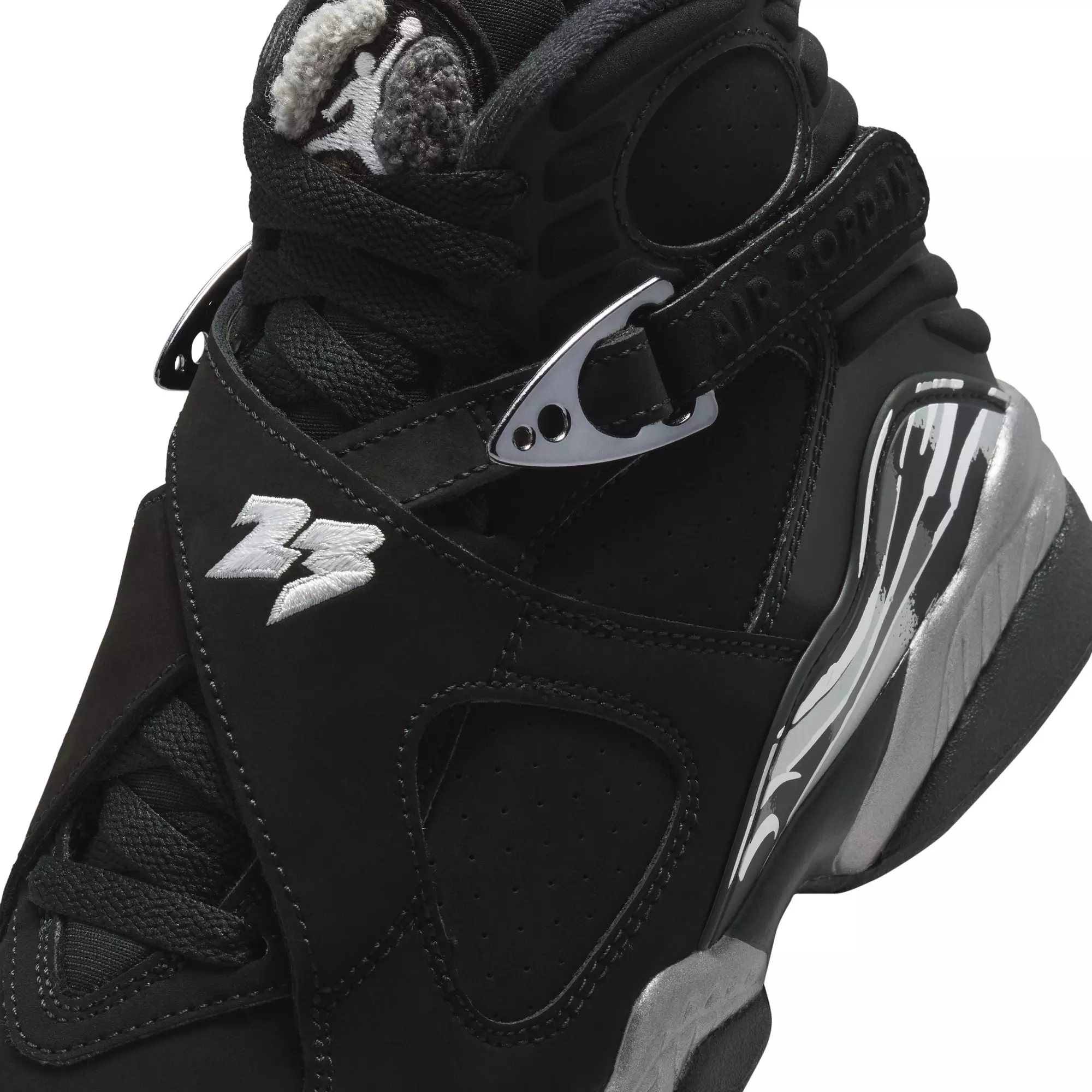 Jordan 8 Retro "Chrome" Grade School Kids' Shoe - BLACK/WHITE/LT GRAPHITE