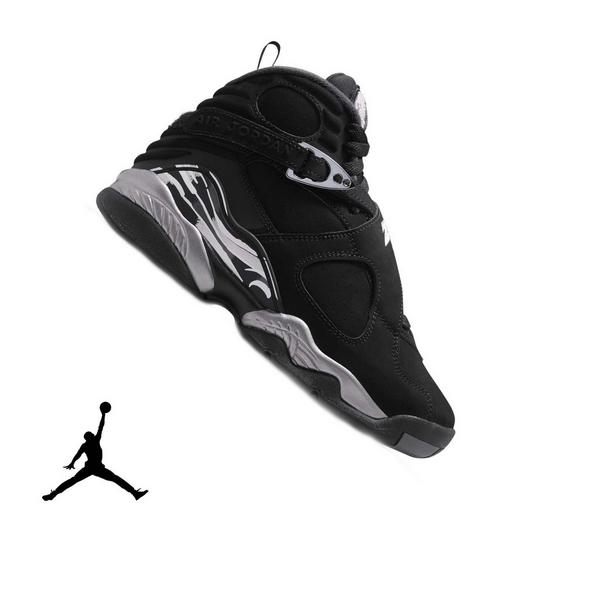 Jordan 8 Retro "Chrome" Grade School Kids' Shoe - BLACK/WHITE/LT GRAPHITE