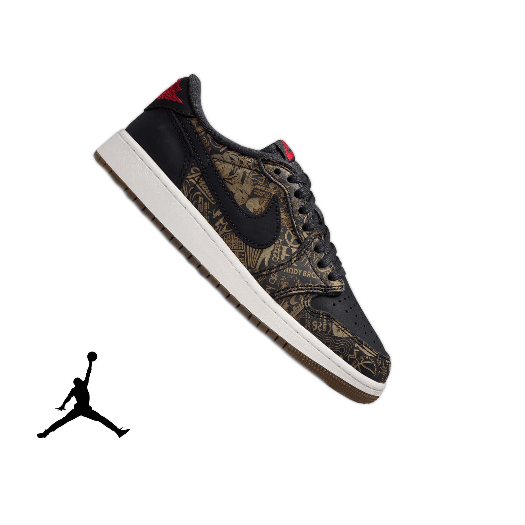 Jordan 1 Retro Low OG "Laser" Grade School Kids' Shoe - BLACK/VARSITY RED/SUMMIT WHITE