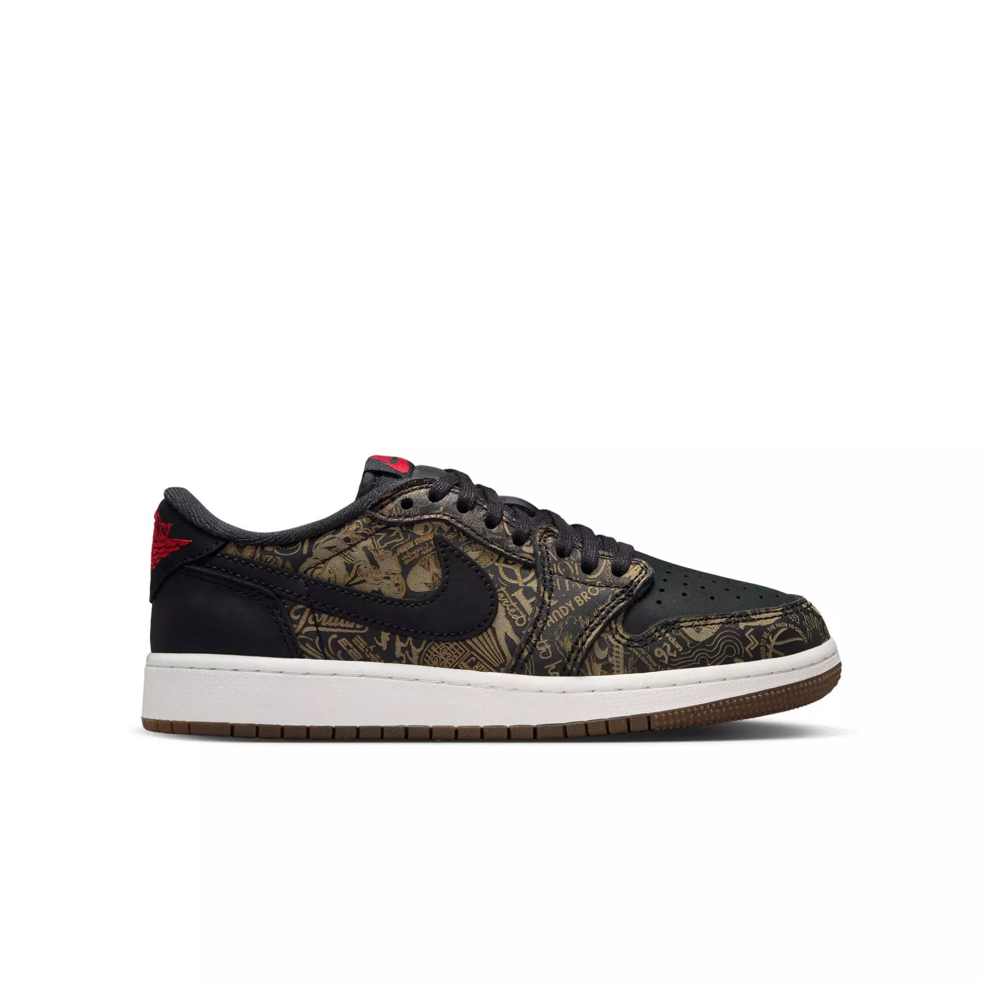 Jordan 1 Retro Low OG "Laser" Grade School Kids' Shoe - BLACK/VARSITY RED/SUMMIT WHITE