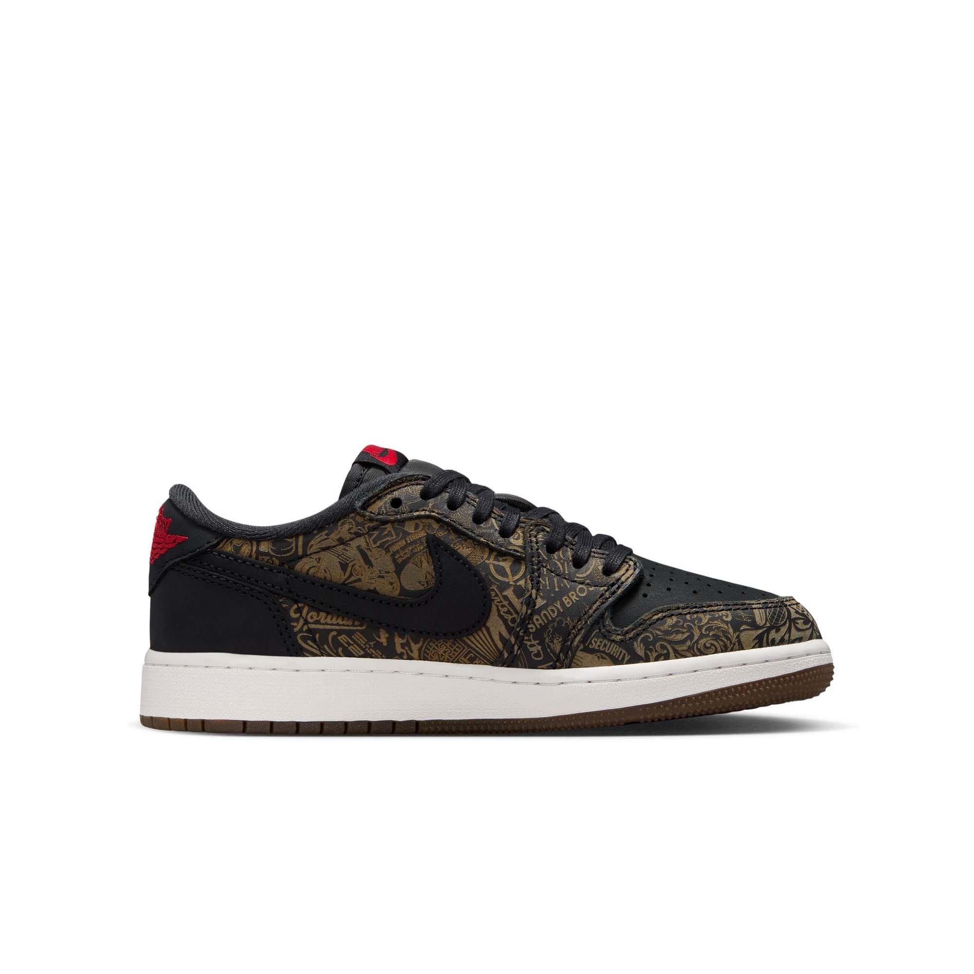 Jordan 1 Retro Low OG "Laser" Grade School Kids' Shoe - BLACK/VARSITY RED/SUMMIT WHITE