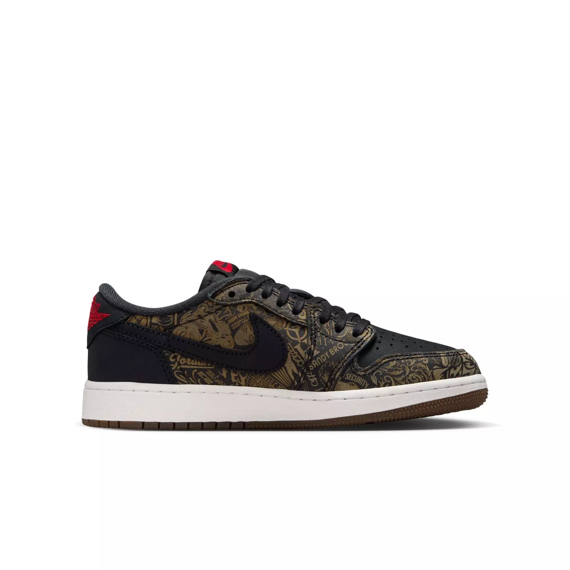 Jordan 1 Retro Low OG "Laser" Grade School Kids' Shoe - BLACK/VARSITY RED/SUMMIT WHITE