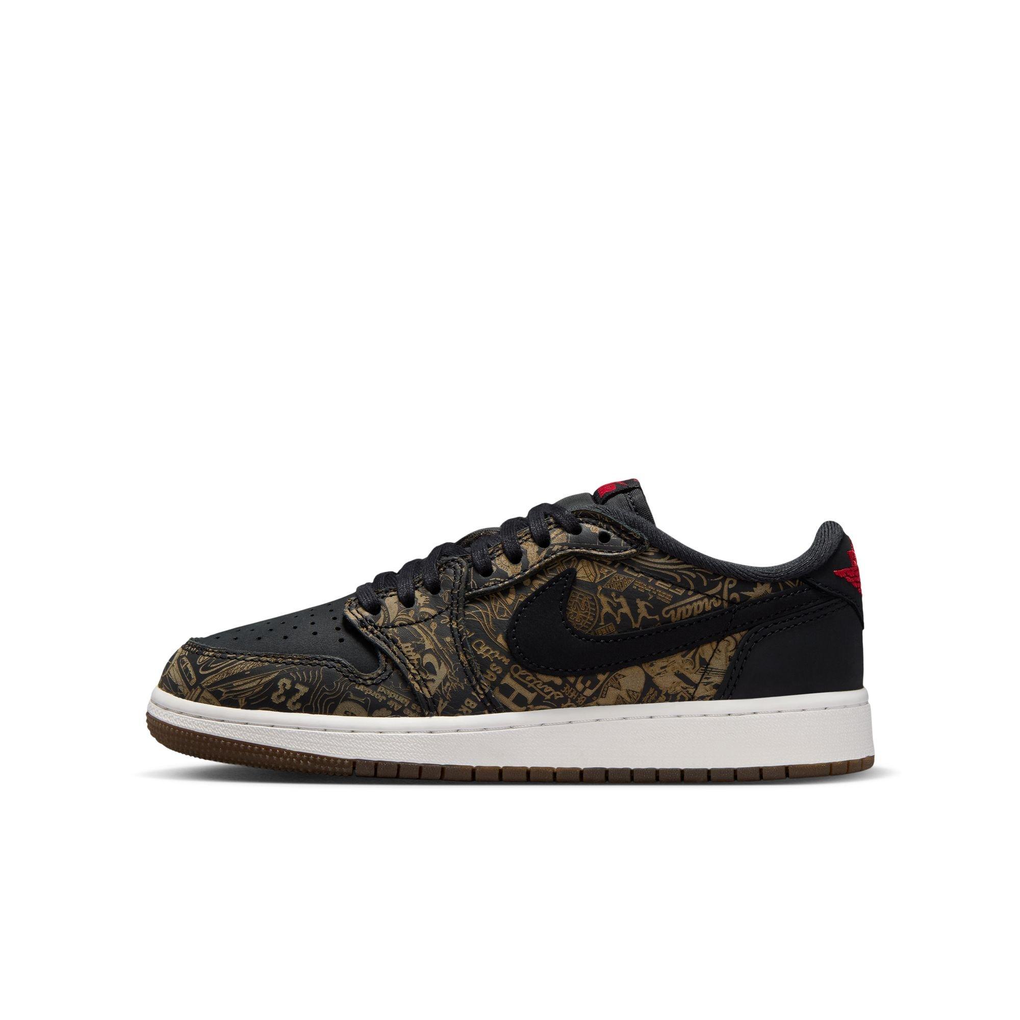 Jordan 1 Retro Low OG "Laser" Grade School Kids' Shoe - BLACK/VARSITY RED/SUMMIT WHITE