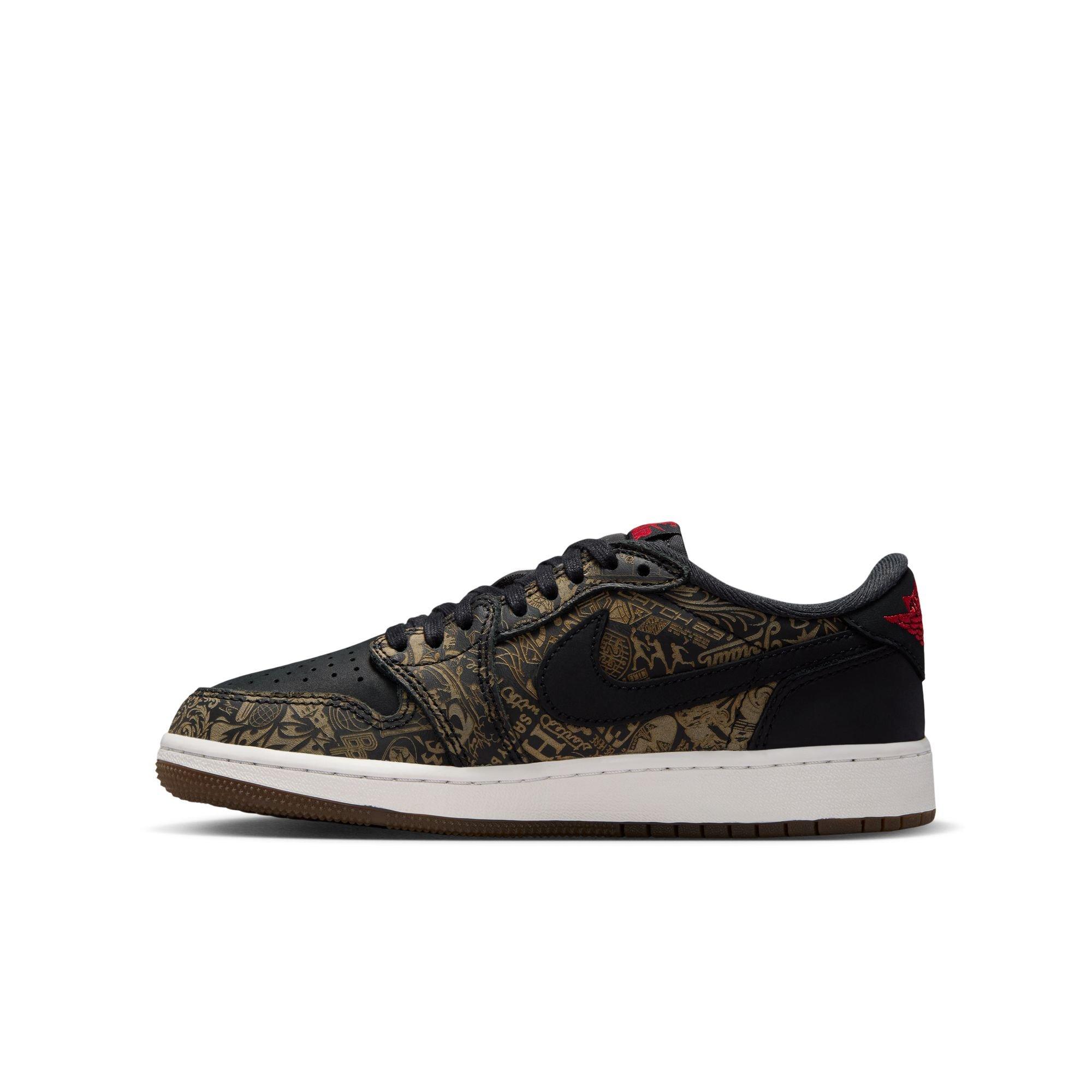 Jordan 1 Retro Low OG "Laser" Grade School Kids' Shoe - BLACK/VARSITY RED/SUMMIT WHITE