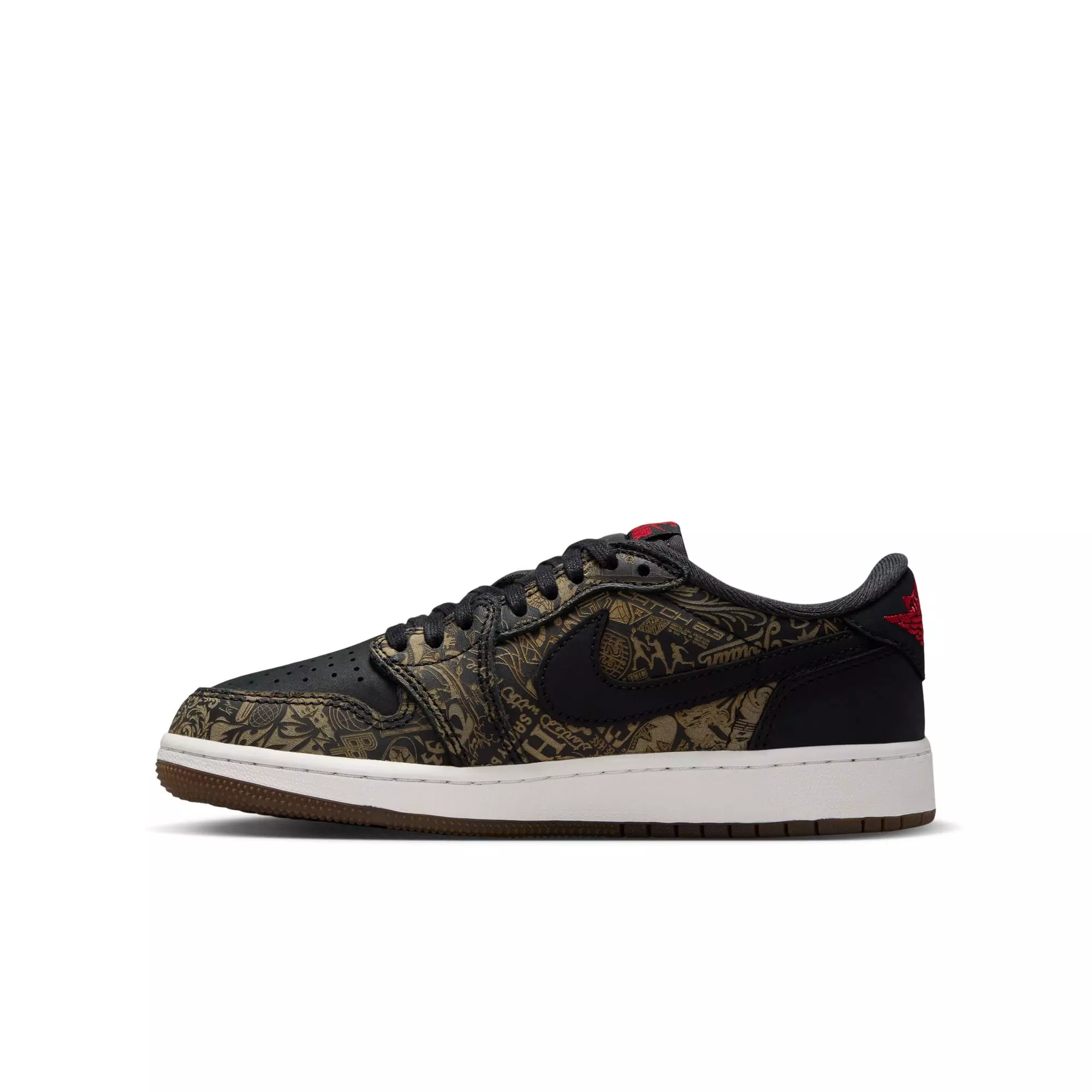 Jordan 1 Retro Low OG "Laser" Grade School Kids' Shoe - BLACK/VARSITY RED/SUMMIT WHITE