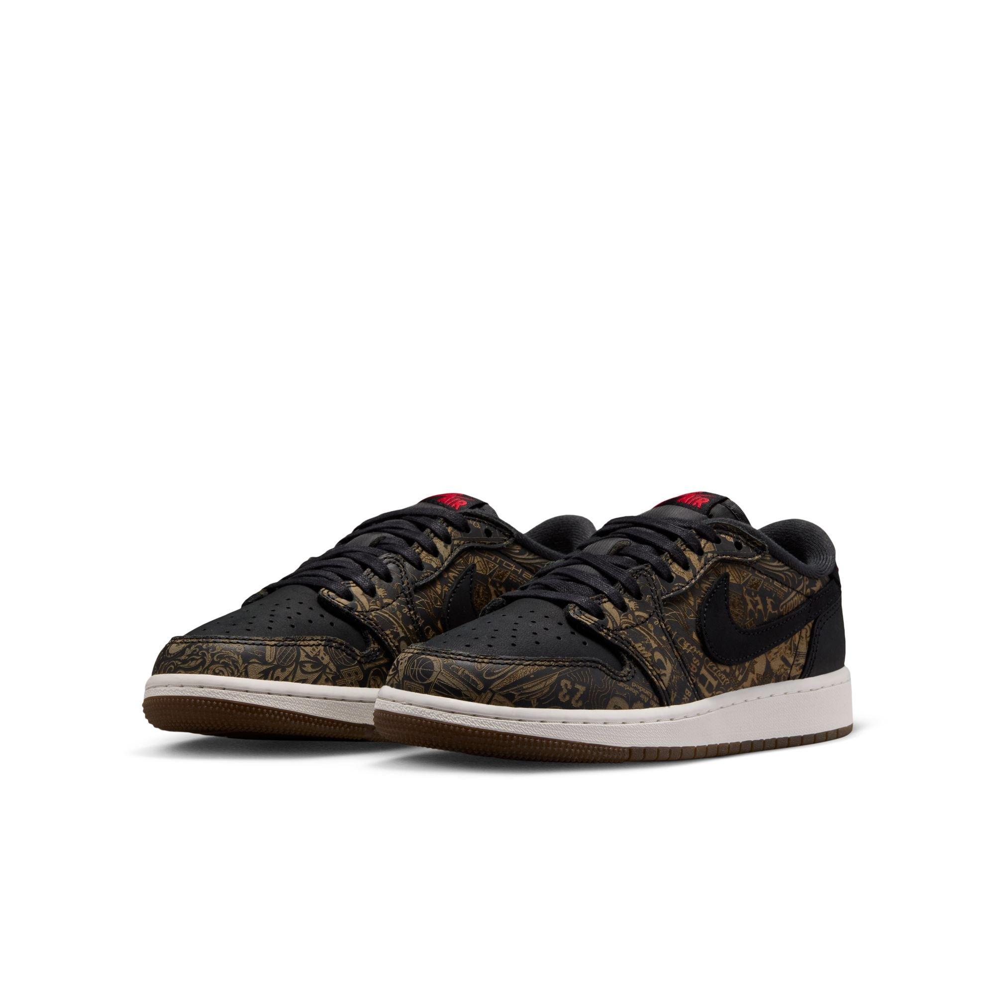 Jordan 1 Retro Low OG "Laser" Grade School Kids' Shoe - BLACK/VARSITY RED/SUMMIT WHITE
