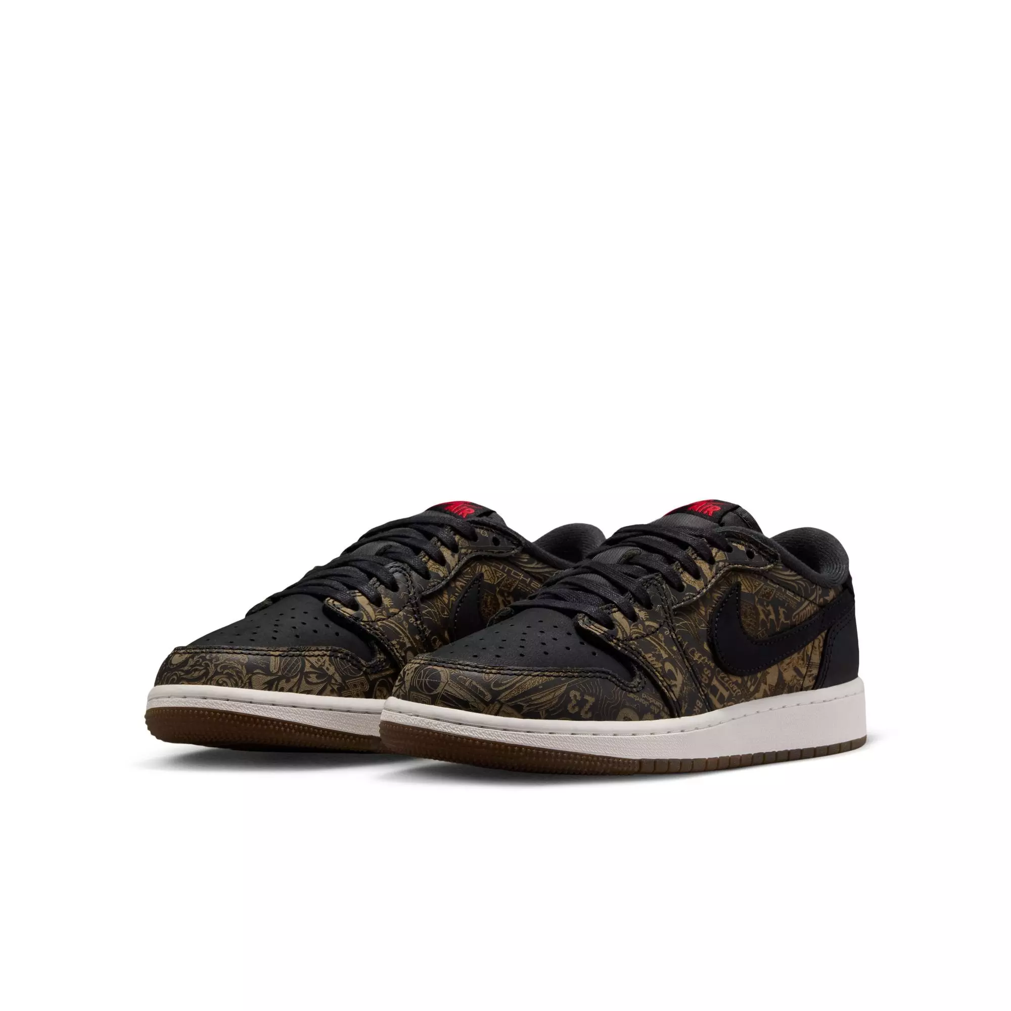 Jordan 1 Retro Low OG "Laser" Grade School Kids' Shoe - BLACK/VARSITY RED/SUMMIT WHITE