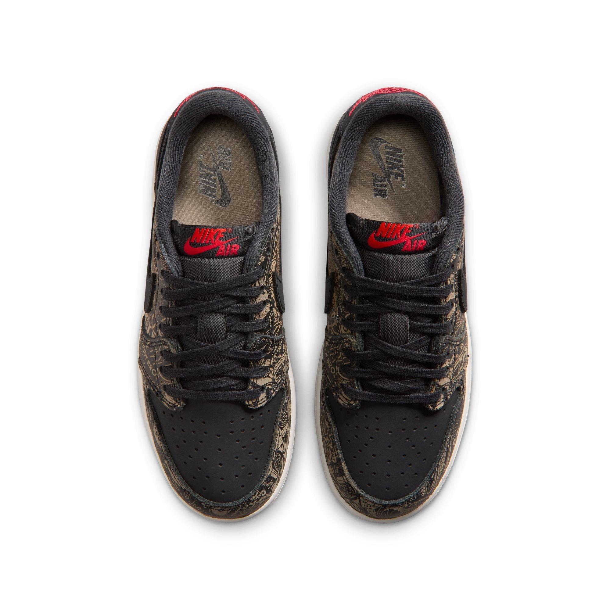 Jordan 1 Retro Low OG "Laser" Grade School Kids' Shoe - BLACK/VARSITY RED/SUMMIT WHITE