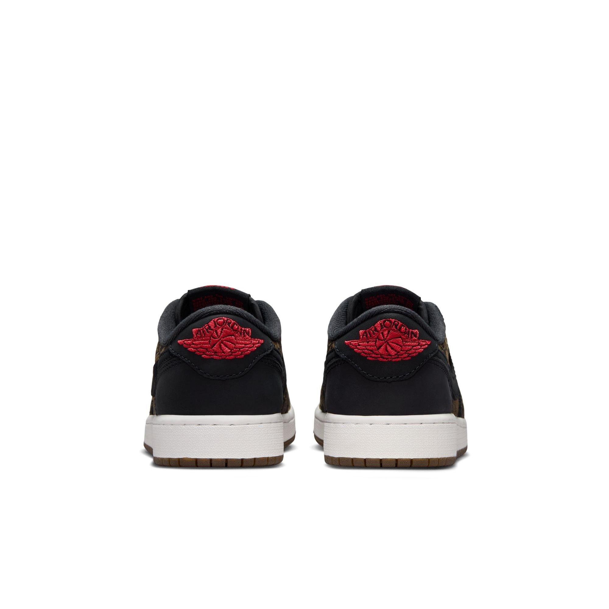 Jordan 1 Retro Low OG "Laser" Grade School Kids' Shoe - BLACK/VARSITY RED/SUMMIT WHITE